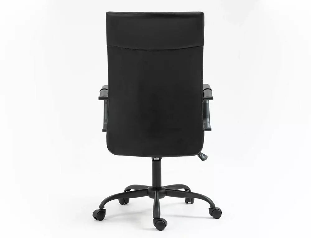Scaun birou Q-306, negru, piele ecologica/metal, 58x51x106/116 cm