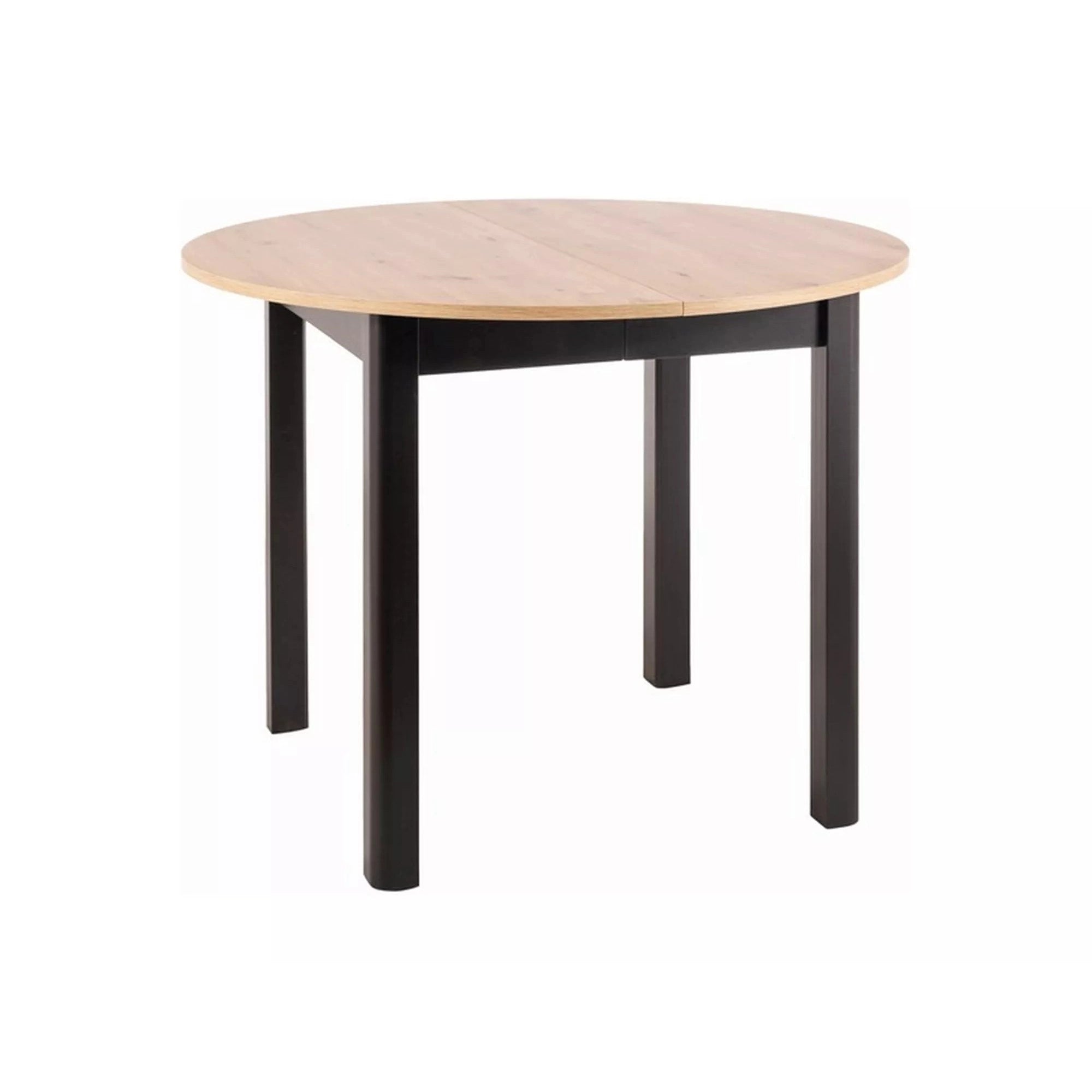 Masa extensibila DANTE, stejar artisan/negru mat, PAL laminat, 102/142x102x75 cm