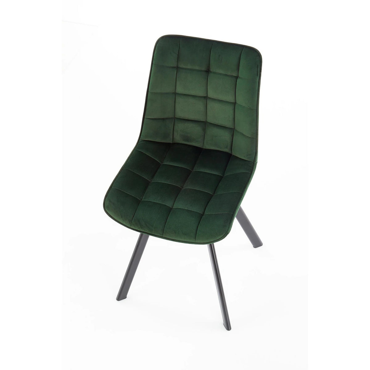 Scaun tapitat stofa K332, verde inchis/negru, catifea/metal, 46x61x84 cm