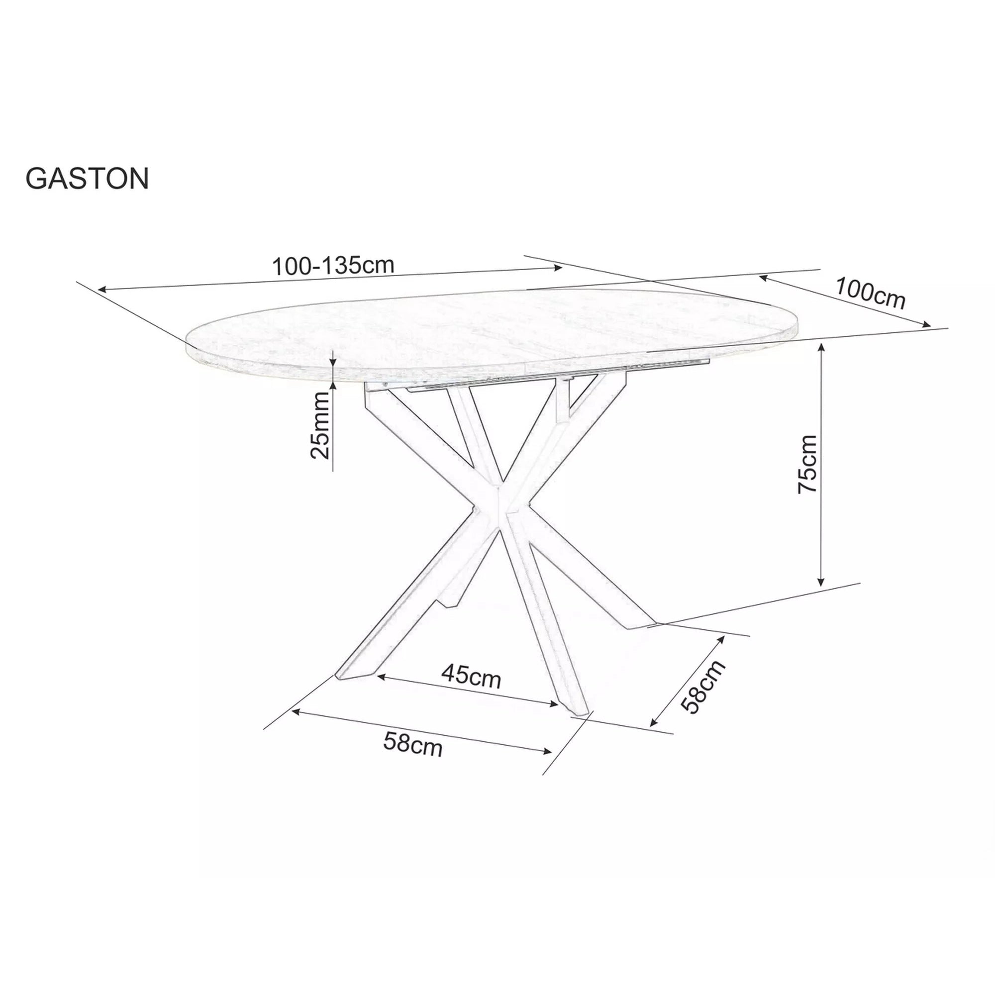 Masa extensibila pentru sufragerie GASTON, negru, 100/135x100x75 cm