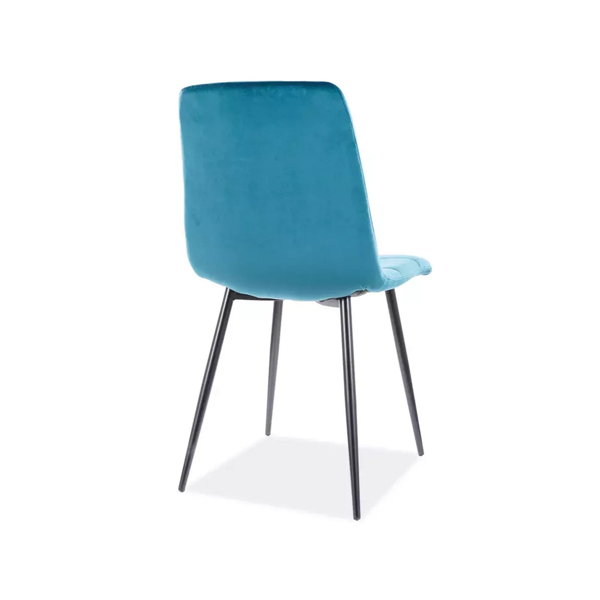 Scaun tapitat MILA, turcoaz/negru, stofa catifelata/metal, 45x41x86 cm