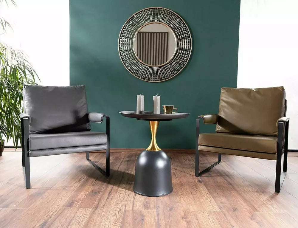 Masuta cafea LIBRA, negru/auriu, metal, 51x61 cm