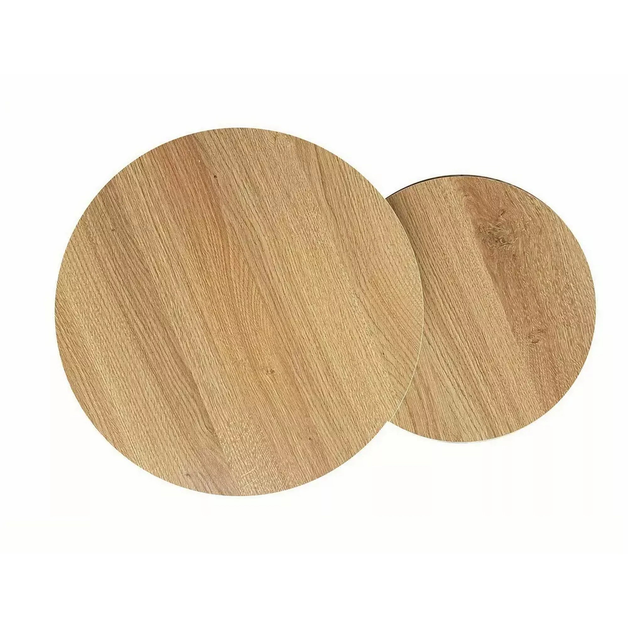 Set 2 masute cafea HOLA, stejar/negru, PAL laminat/metal