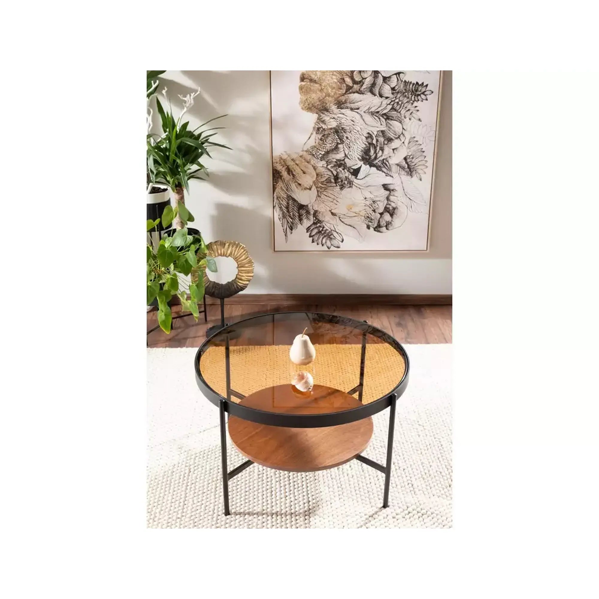 Masuta cafea PRIMA B, nuc/negru, 74x43 cm
