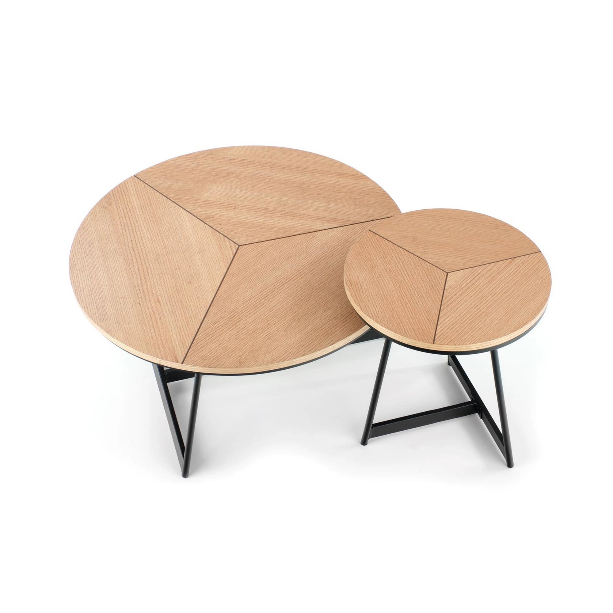 Masuta cafea KARIDA, stejar natural/negru, 80x80x41 cm