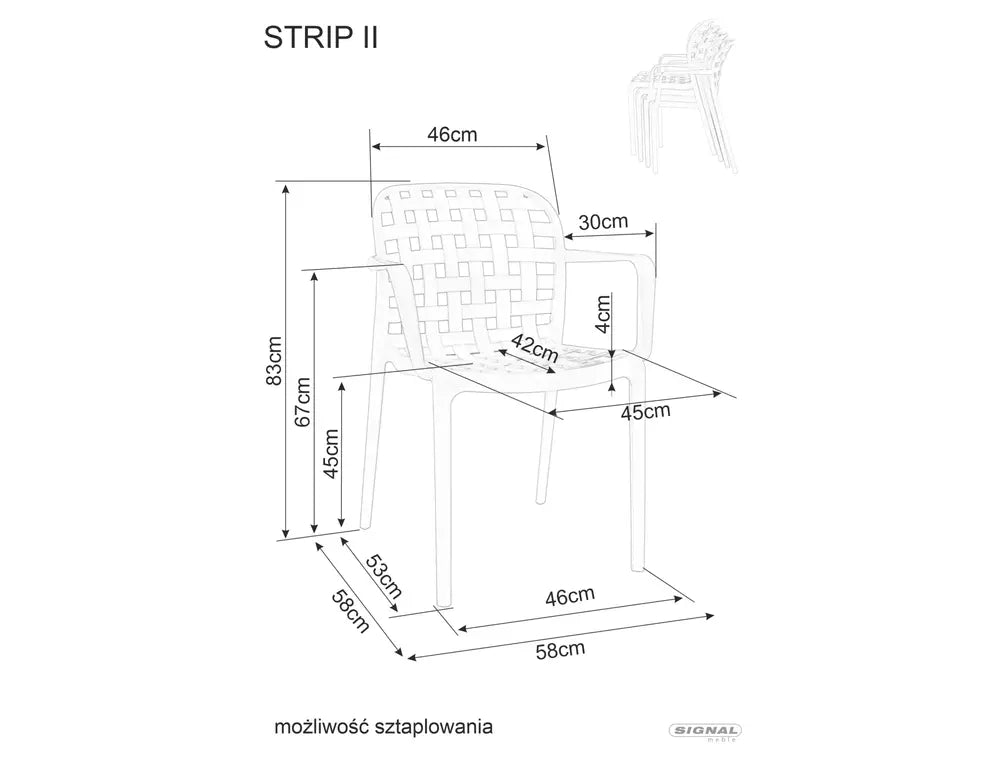 Scaun STRIP, bej, polipropilena, 46x42x83 cm