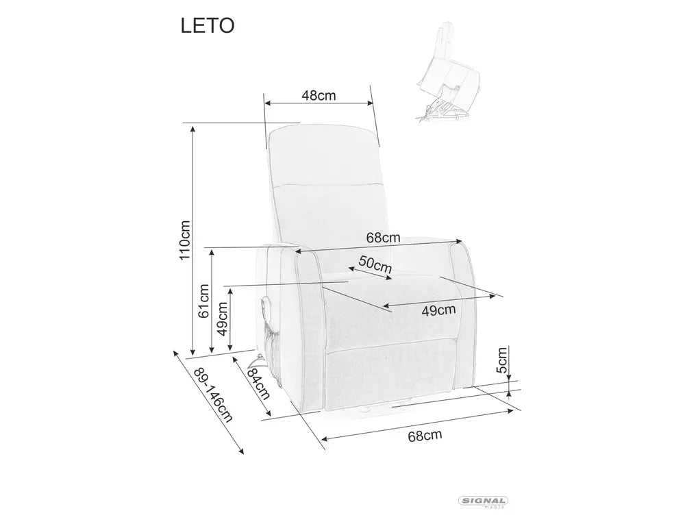 Fotoliu rabatabil LETO, stofa catifelata bej - Bluvel 28, 68x90/165x107 cm