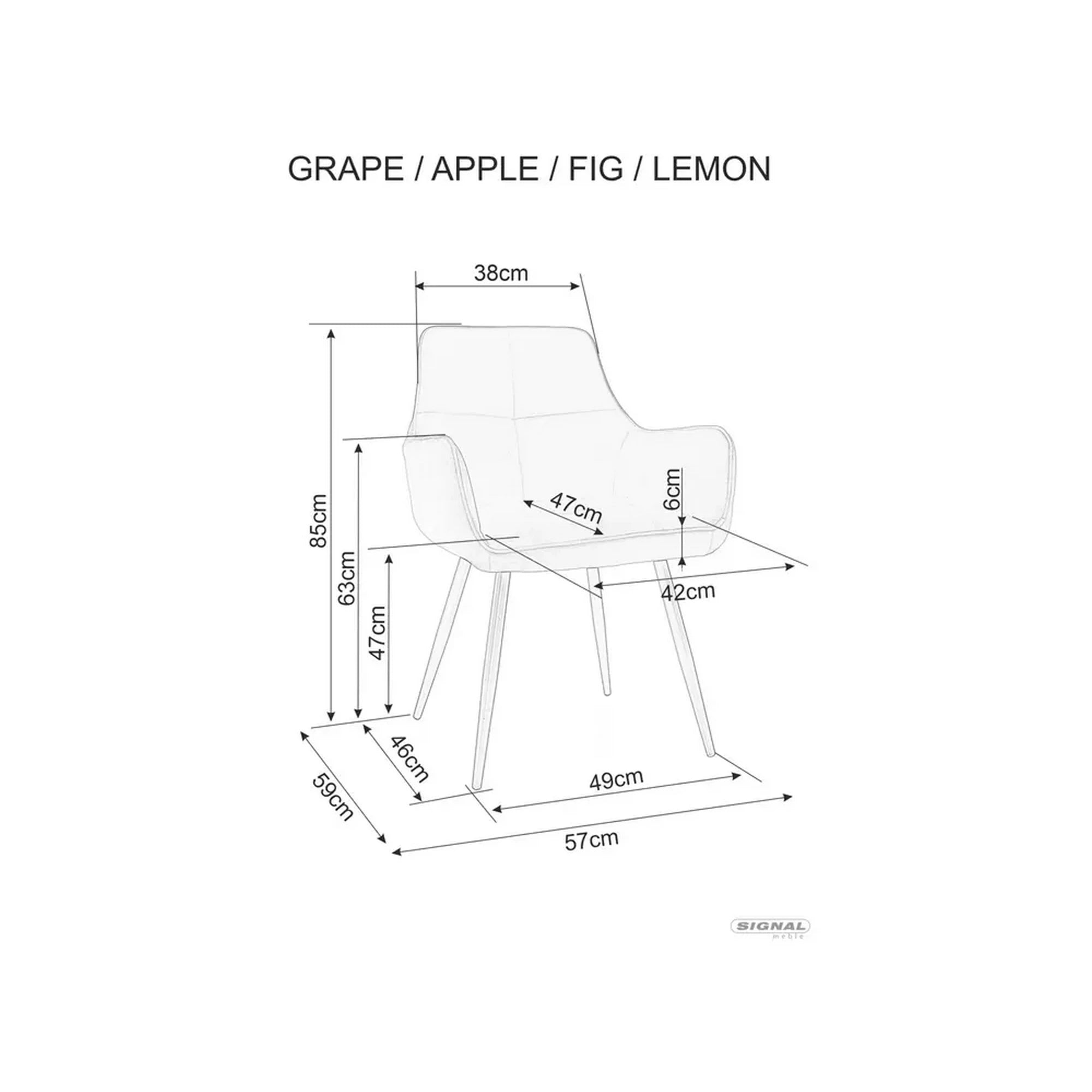Scaun FIG, gri/negru, stofa catifelata/metal, 57x47x85 cm