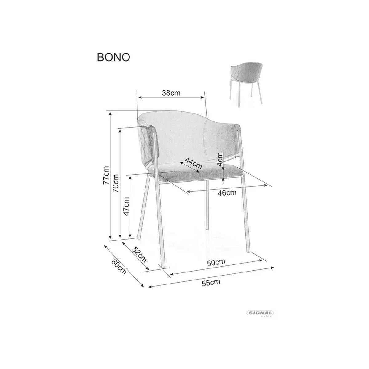 Scaun de living modern BONO, bej/auriu, stofa catifelata/metal, 55x44x77 cm