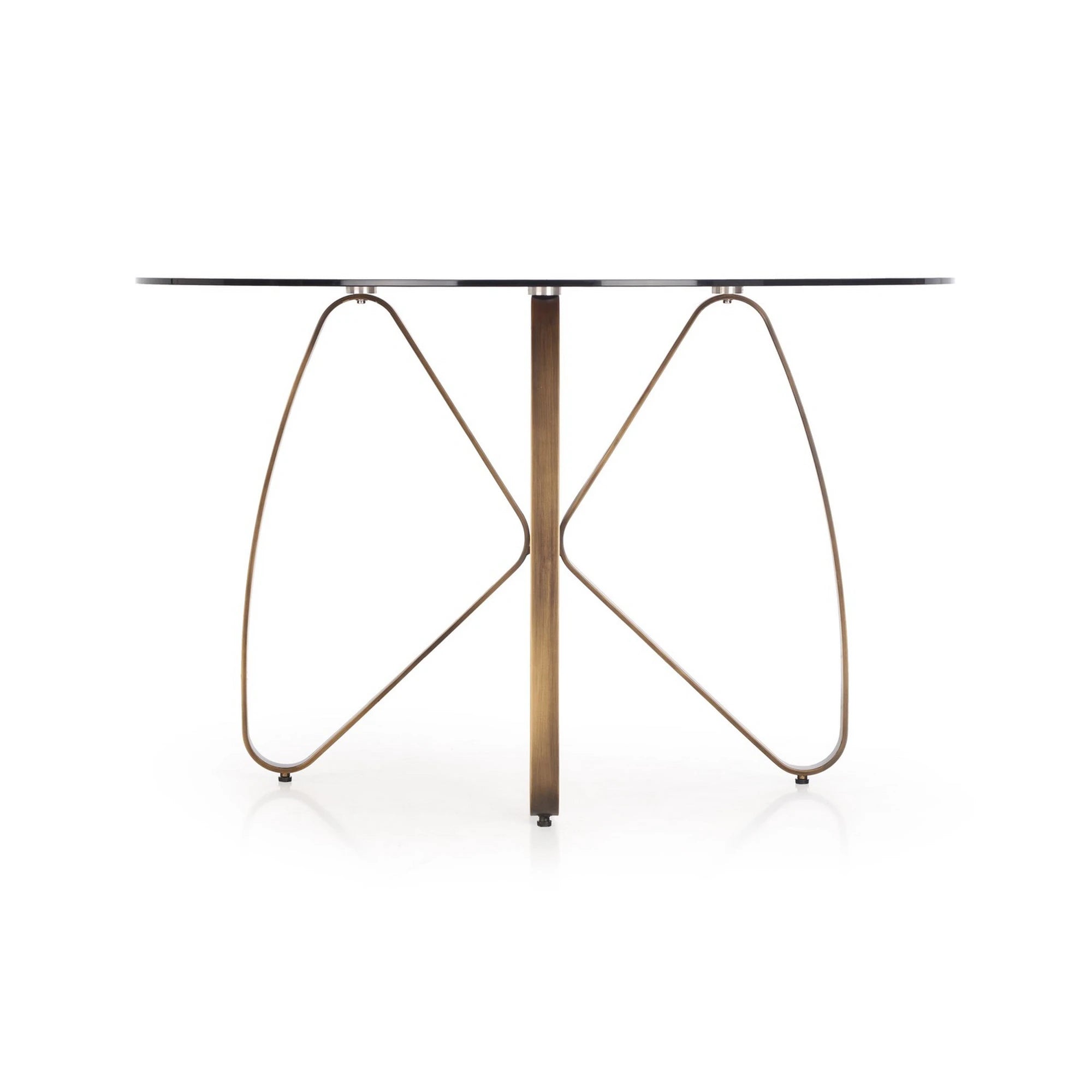 Masa LUNGO, maro/auriu, sticla securizata/metal, 120x120x76 cm