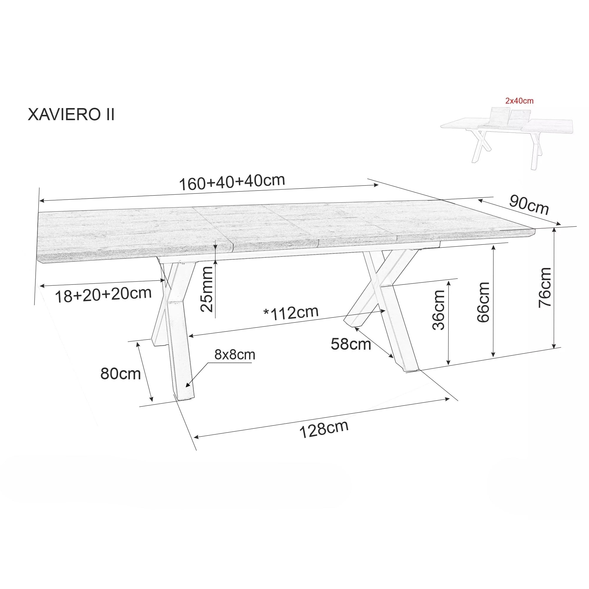 Masa de living extensibila XAVIERO II, stejar artisan/negru mat, 160-240x90x76 cm
