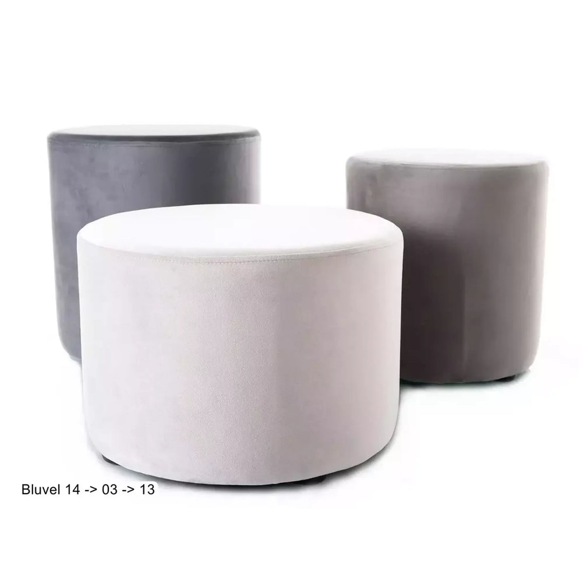 Taburet DOTI B, stofa catifelata gri deschis - Bluvel 03, 38x38x42 cm