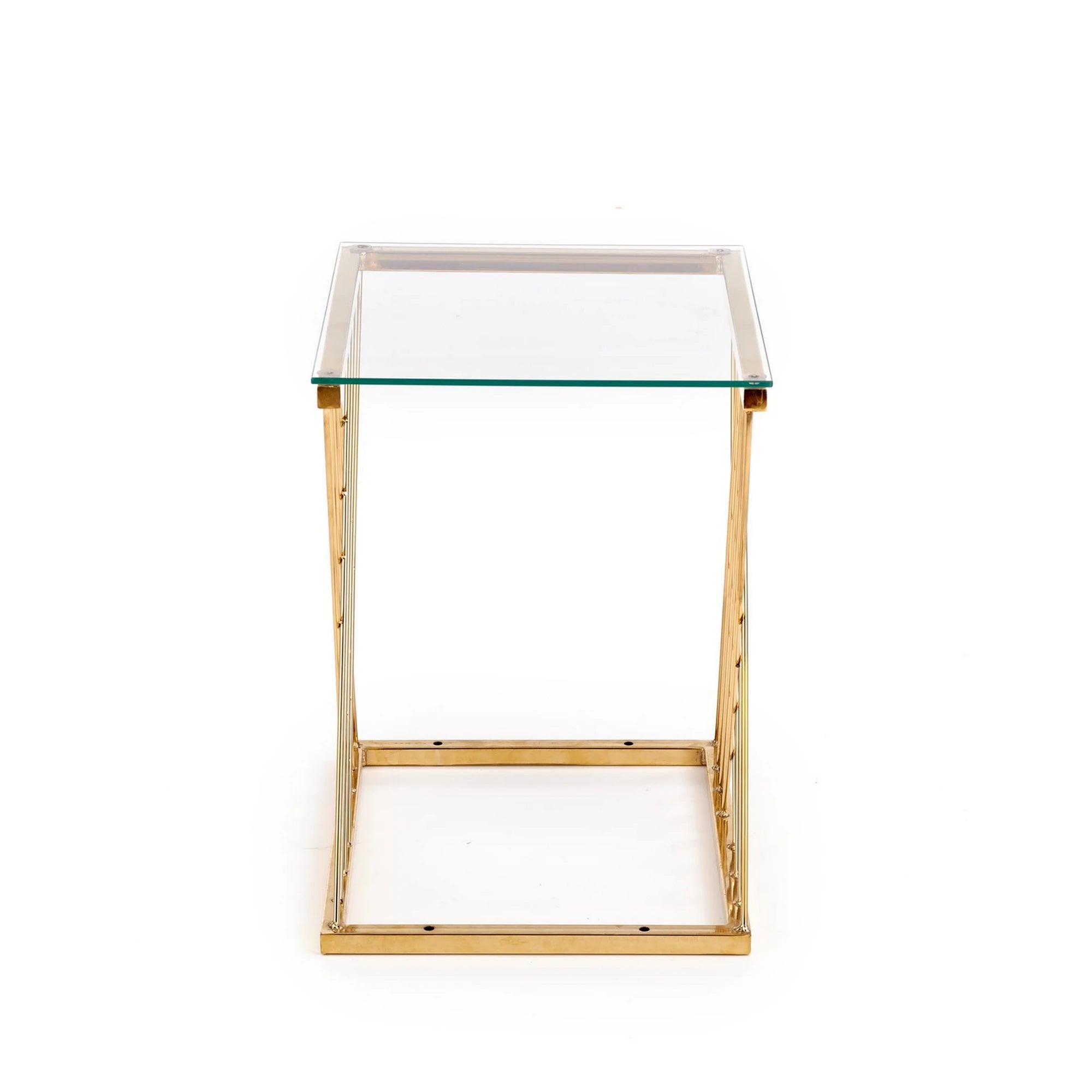 Masuta cafea NANCY, transparent/auriu, sticla/otel, 45x39x52 cm