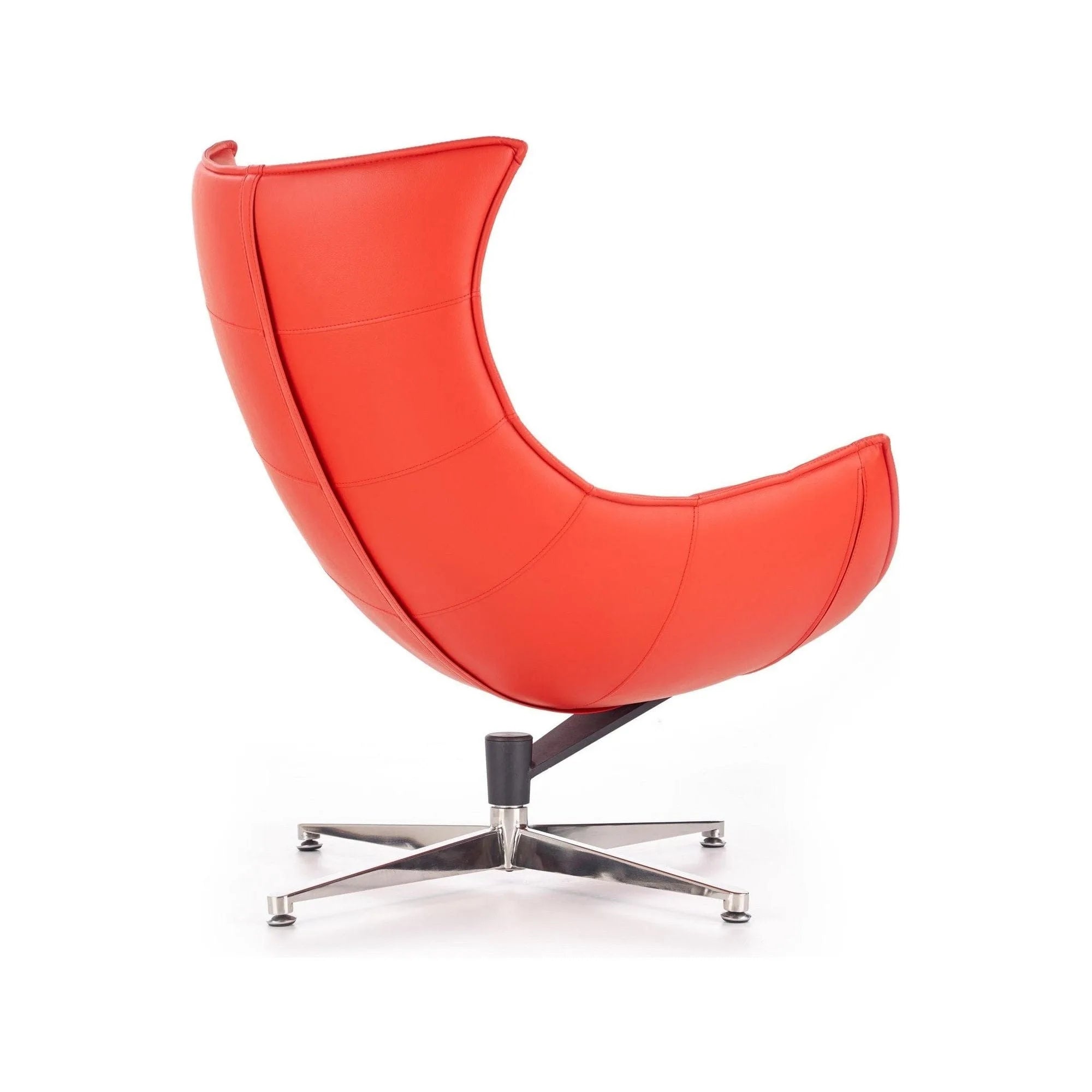 Fotolii LUXOR, rosu/crom, piele ecologica/otel inoxidabil, 86x84x96 cm