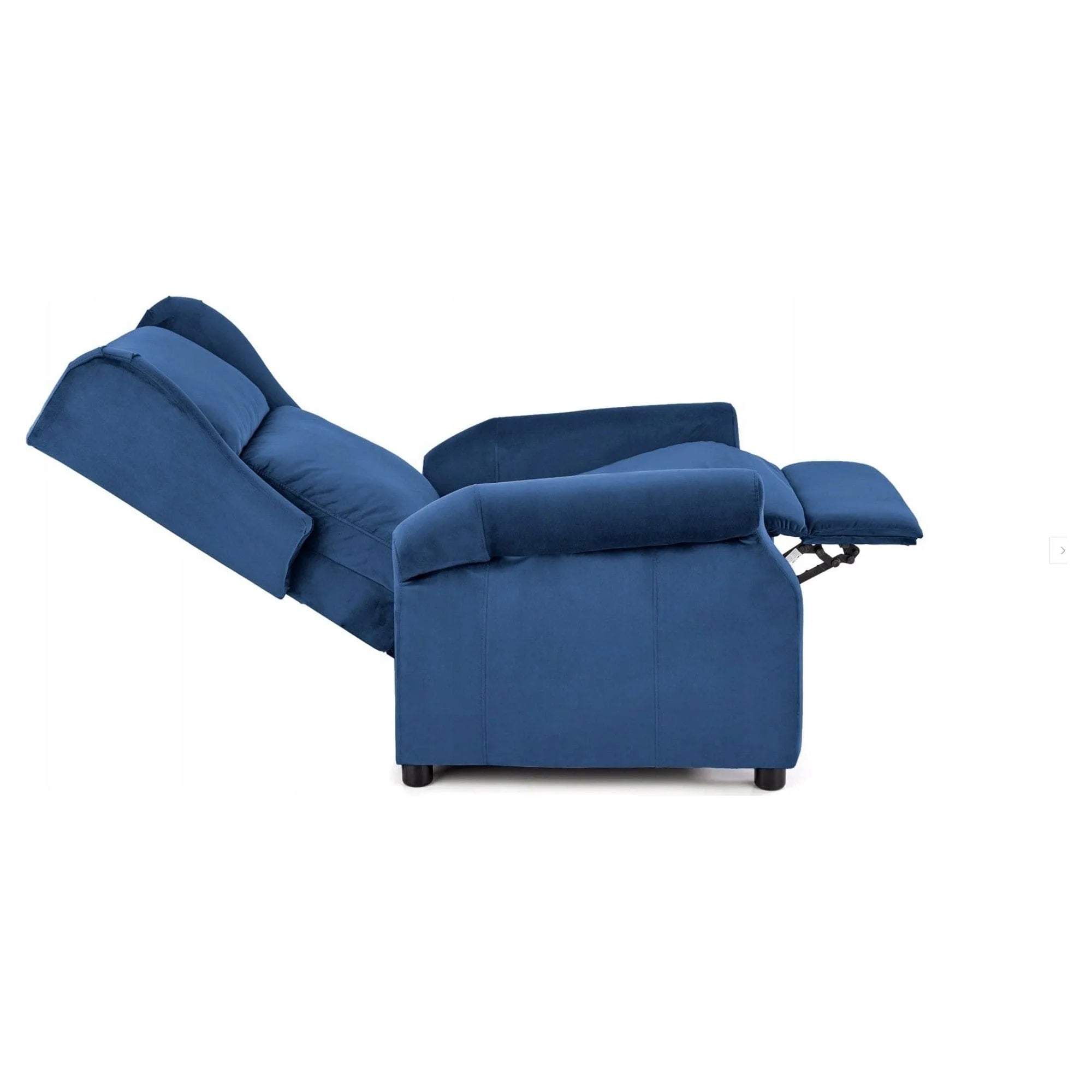 Fotoliu AGUSTIN 2, albastru inchis/negru, stofa/lemn, 75x92/160x83/107 cm