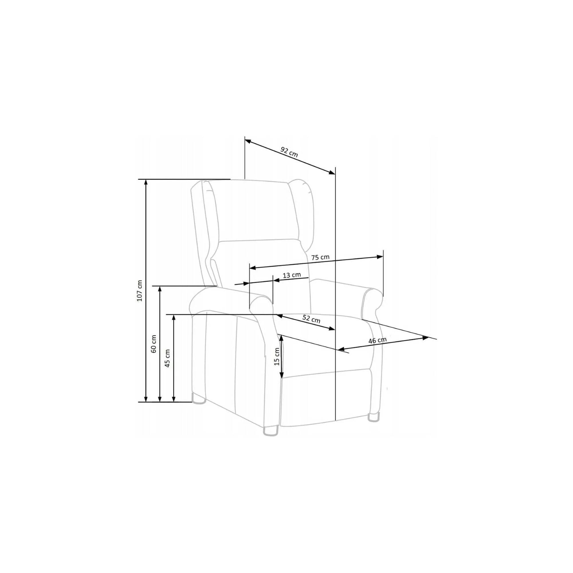 Fotoliu AGUSTIN 2, albastru inchis/negru, stofa/lemn, 75x92/160x83/107 cm