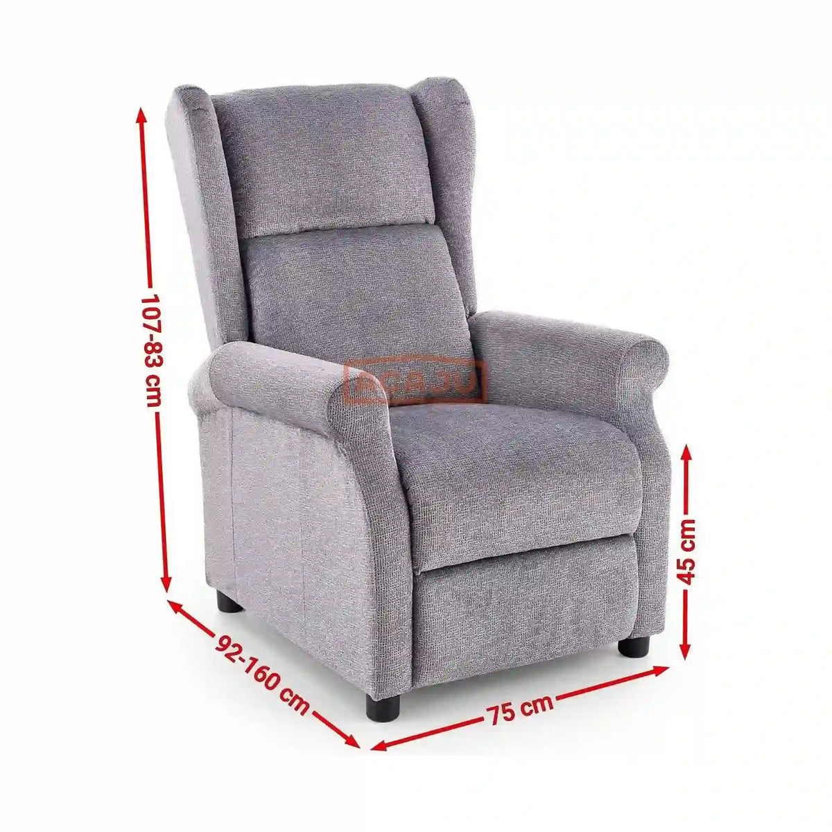 Fotoliu AGUSTIN, bej/maro, stofa/lemn, 75x92/160x83/107 cm