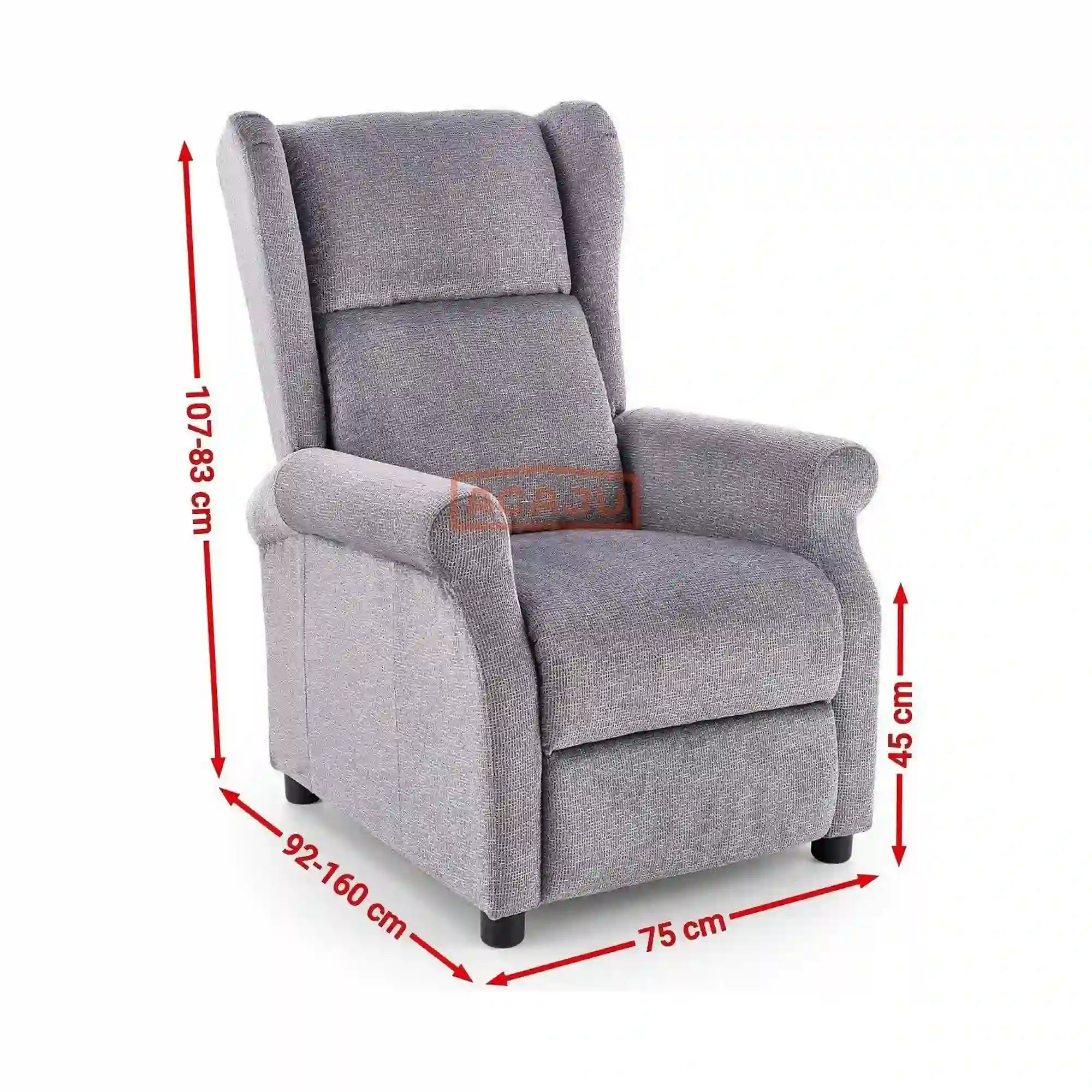 Fotoliu AGUSTIN, bej/maro, stofa/lemn, 75x92/160x83/107 cm