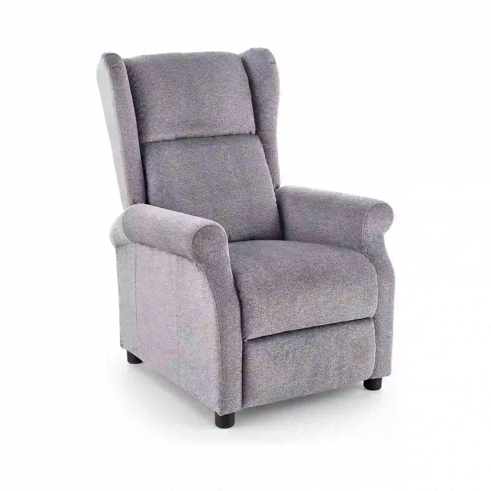 Fotoliu AGUSTIN, gri/negru, stofa/lemn, 75x92/160x83/107 cm