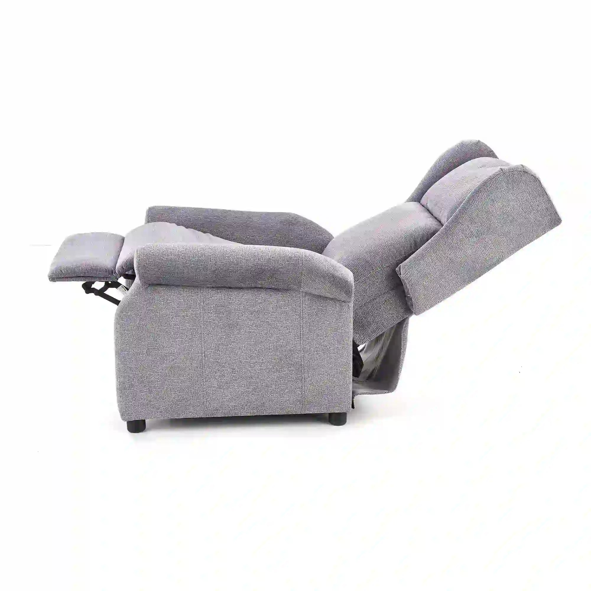 Fotoliu AGUSTIN, gri/negru, stofa/lemn, 75x92/160x83/107 cm