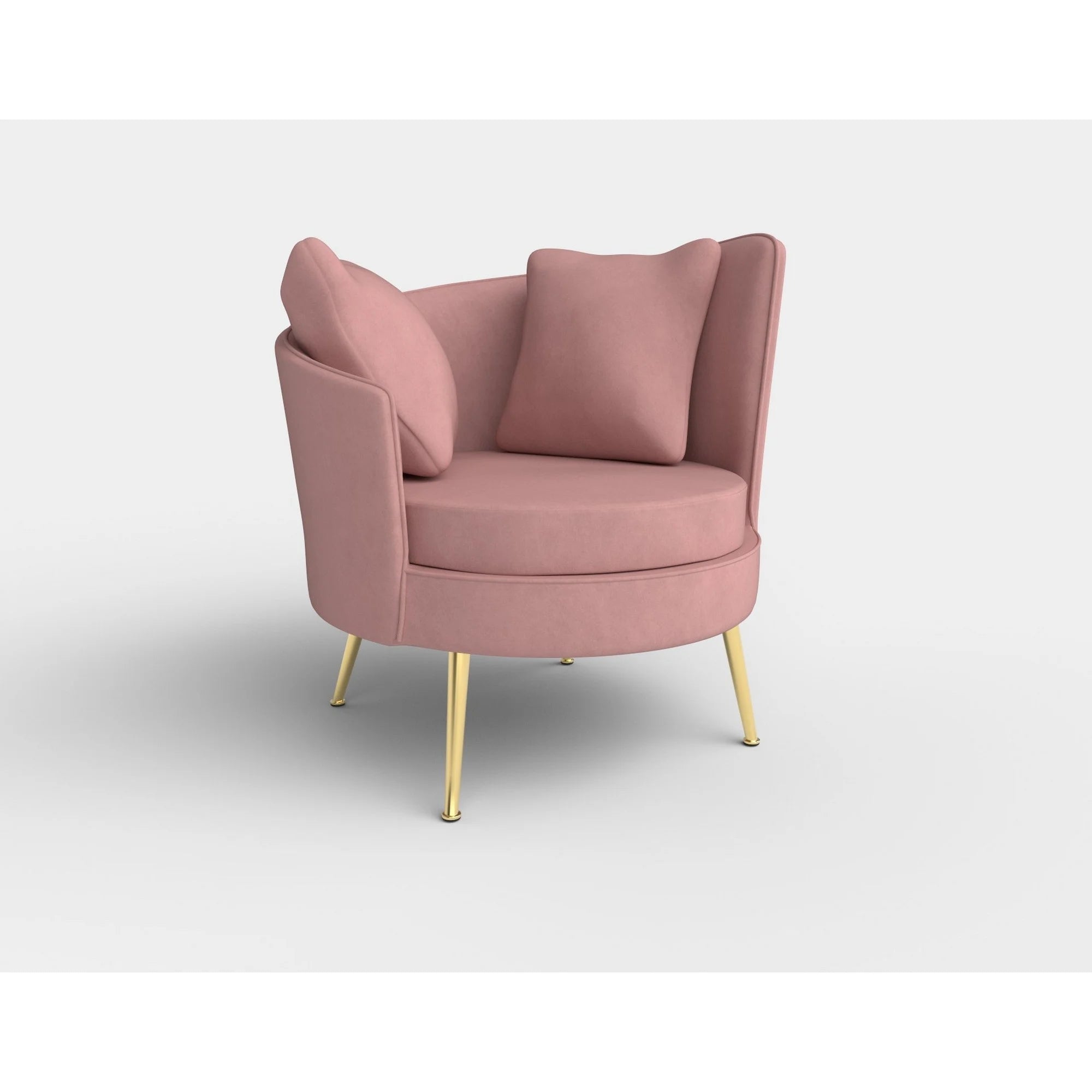 Fotoliu ALMOND, roz/auriu, stofa catifelata/otel, 90x90x87 cm