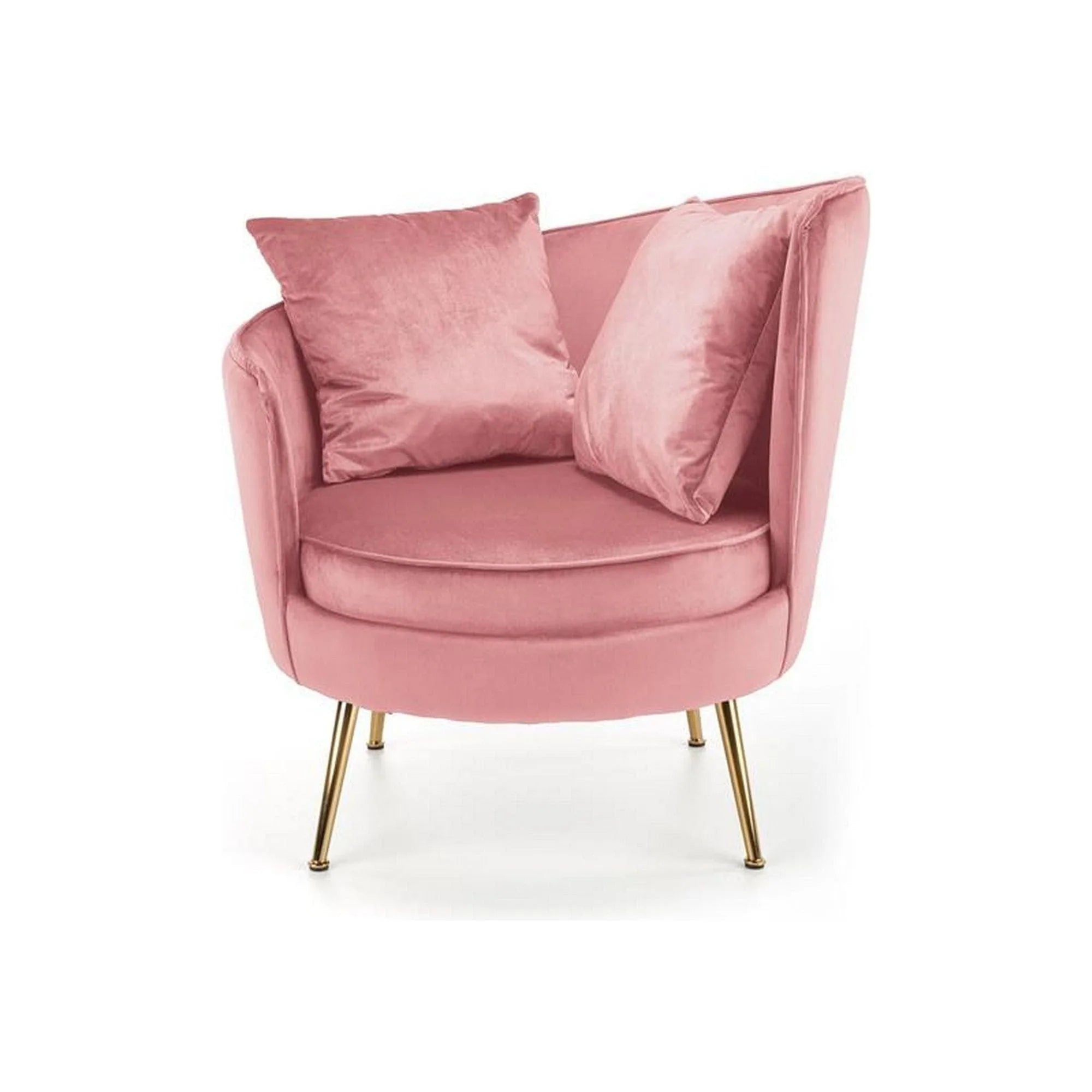 Fotoliu ALMOND, roz/auriu, stofa catifelata/otel, 90x90x87 cm