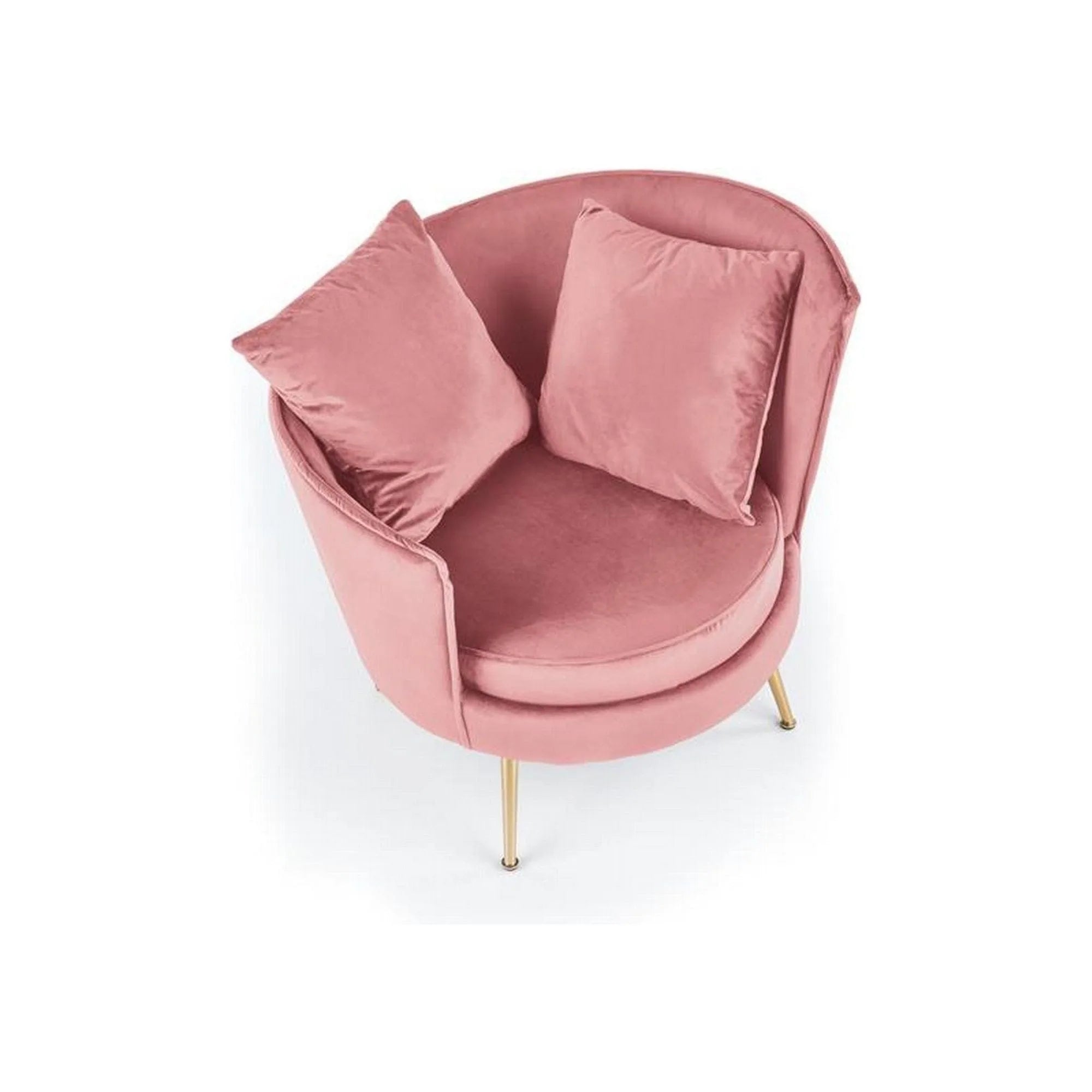 Fotoliu ALMOND, roz/auriu, stofa catifelata/otel, 90x90x87 cm