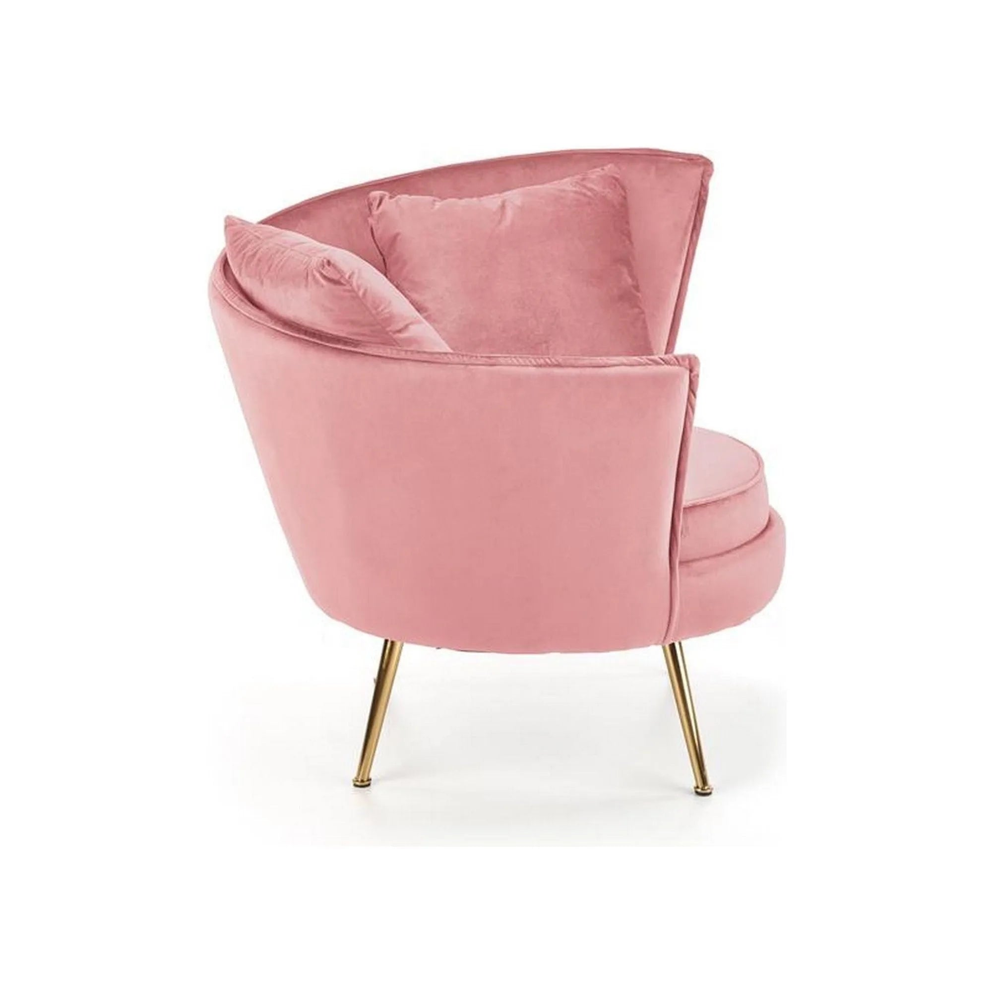 Fotoliu ALMOND, roz/auriu, stofa catifelata/otel, 90x90x87 cm