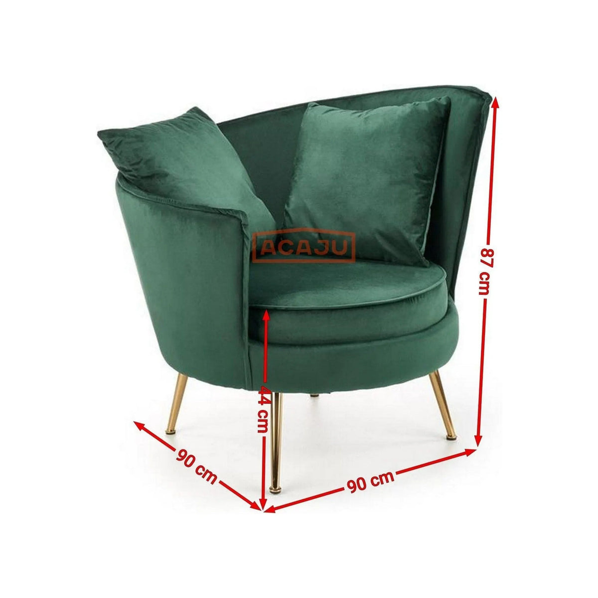 Fotoliu ALMOND, roz/auriu, stofa catifelata/otel, 90x90x87 cm