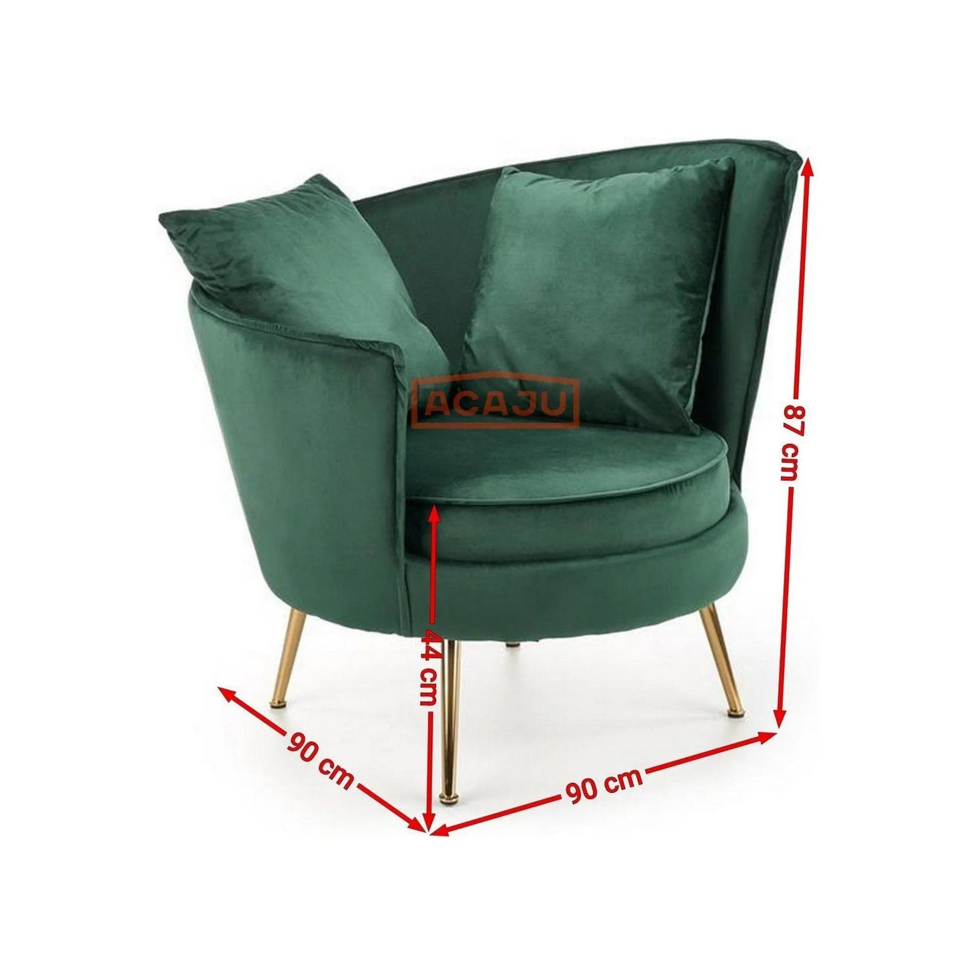 Fotoliu ALMOND, roz/auriu, stofa catifelata/otel, 90x90x87 cm