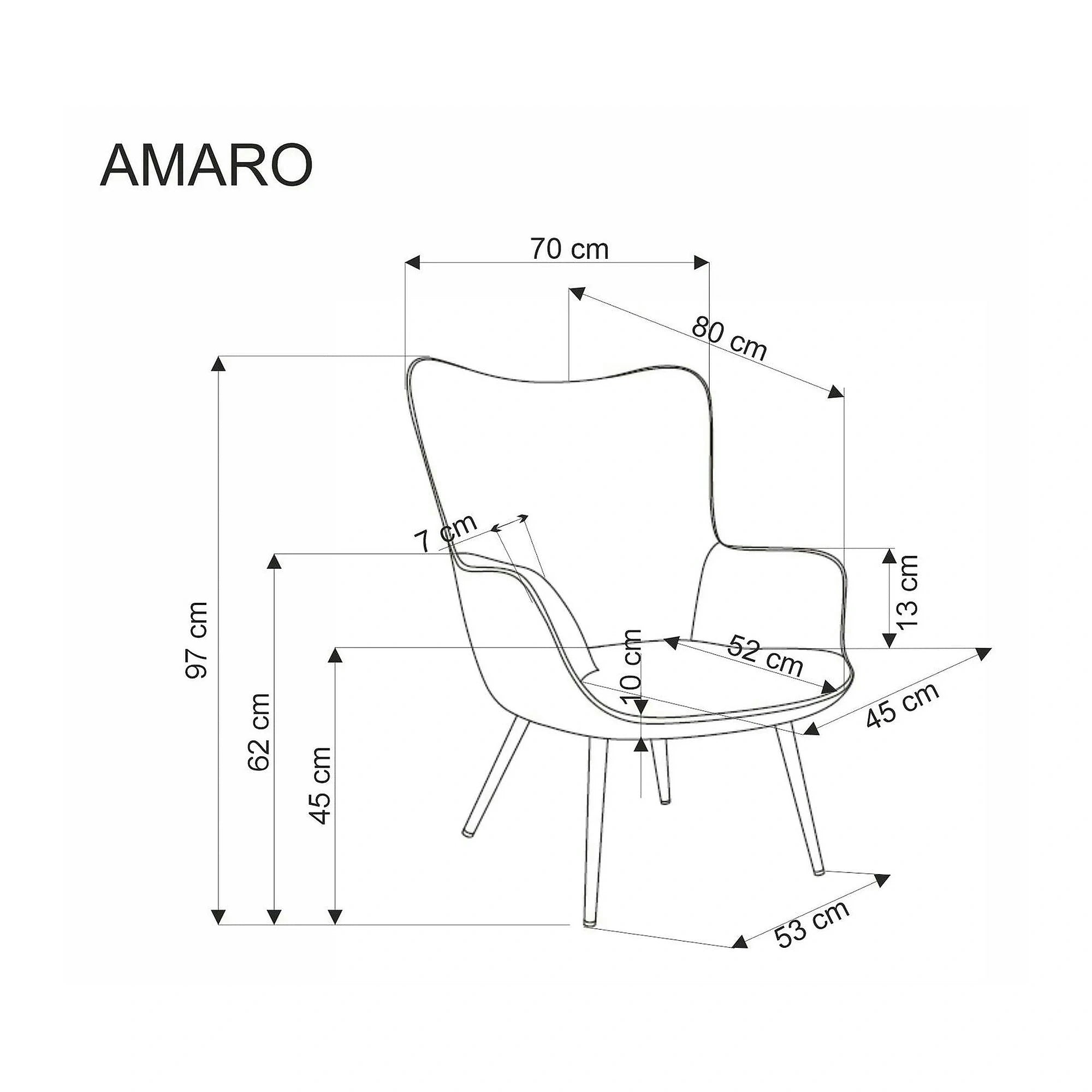Fotoliu AMARO, stofa catifelata crem - Hyper 23, 70x80x97 cm