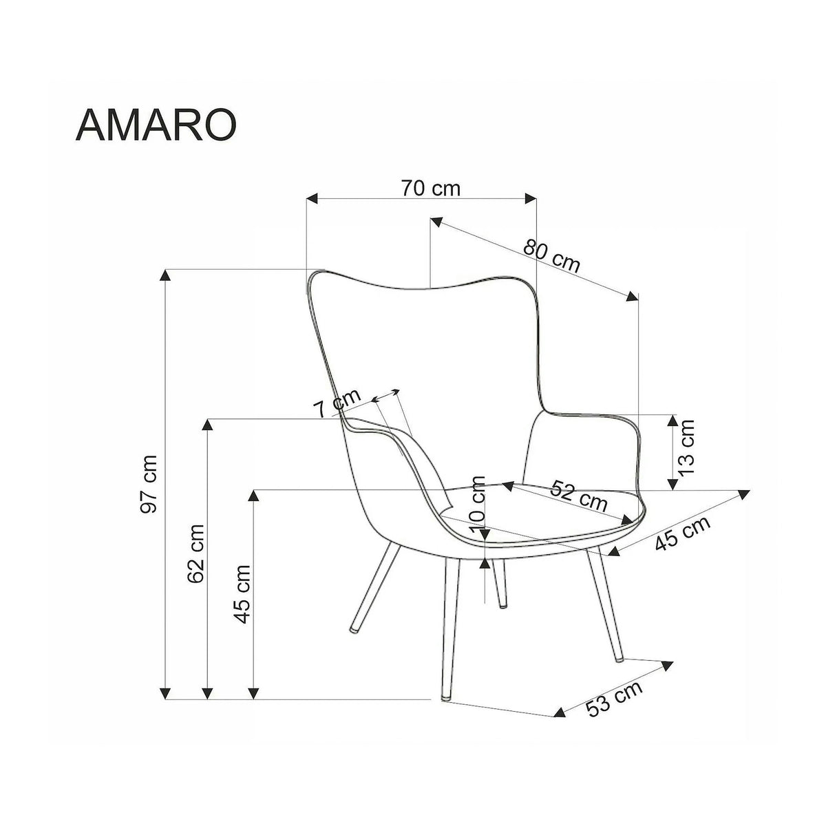 Fotoliu AMARO, stofa catifelata crem - Hyper 23, 70x80x97 cm