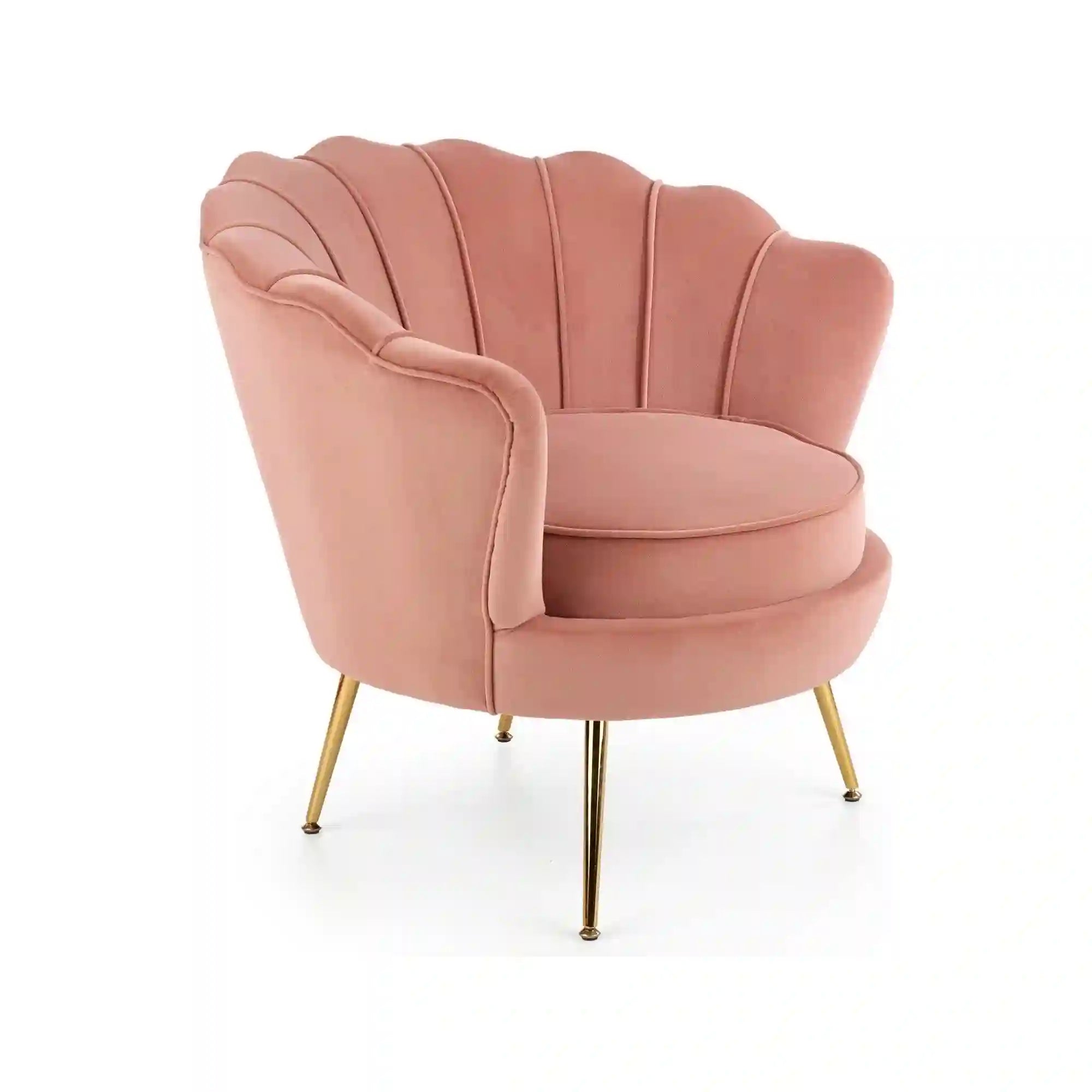 Fotoliu AMORINITO, roz deschis/auriu, stofa catifelata/otel, 81x77x77 cm