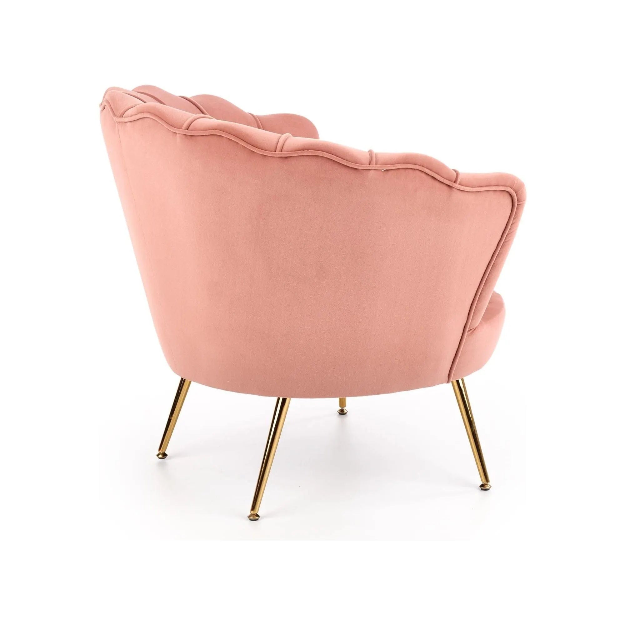 Fotoliu AMORINITO, roz deschis/auriu, stofa catifelata/otel, 81x77x77 cm
