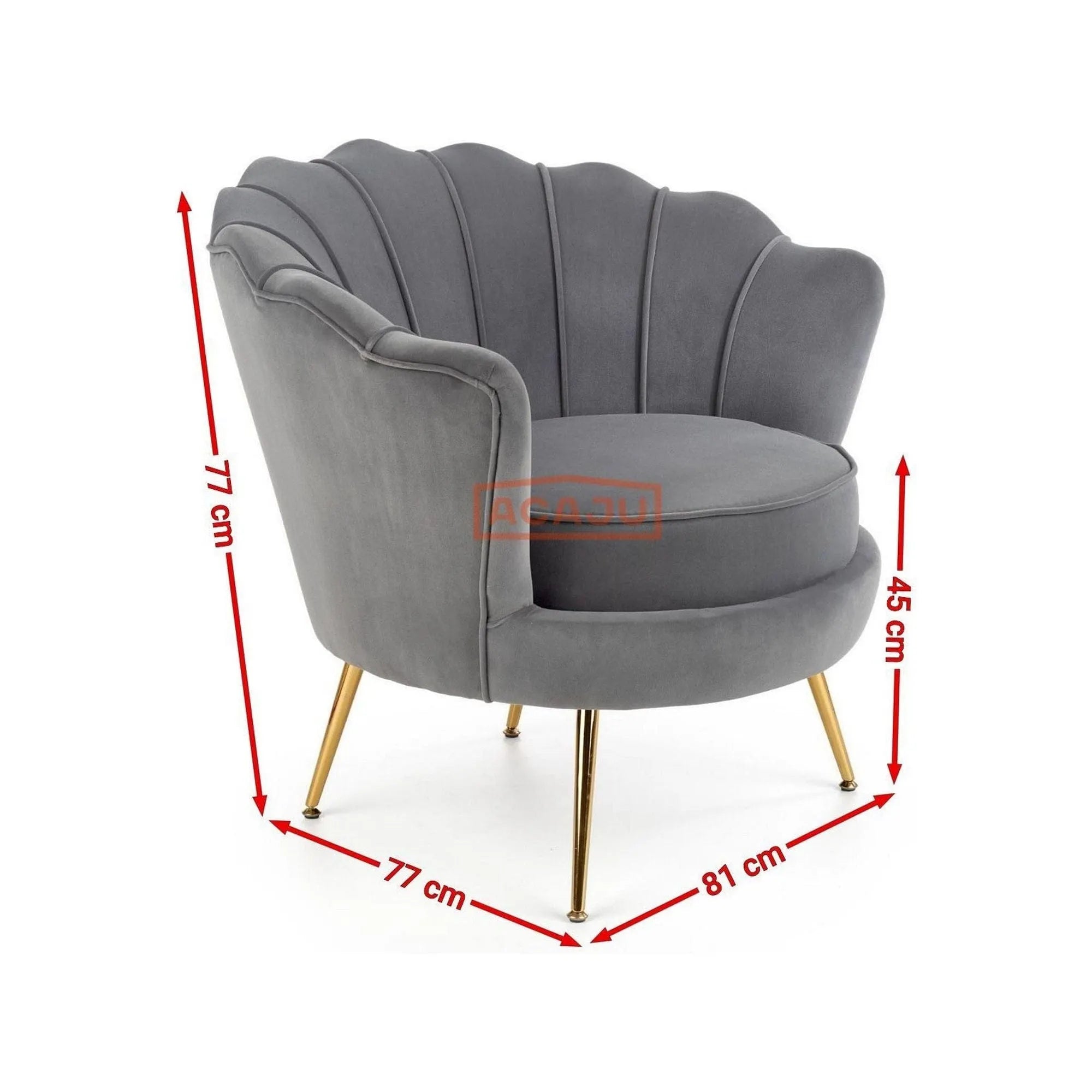 Fotoliu AMORINITO, verde inchis/auriu, stofa catifelata/otel, 81x77x77 cm