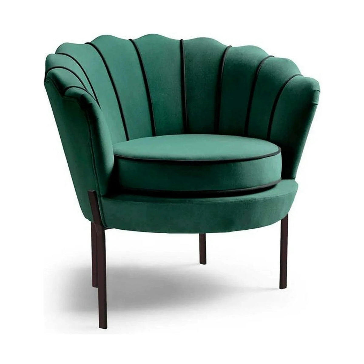 Fotoliu ANGELO, verde/negru, stofa catifelata/otel, 73x73x75 cm