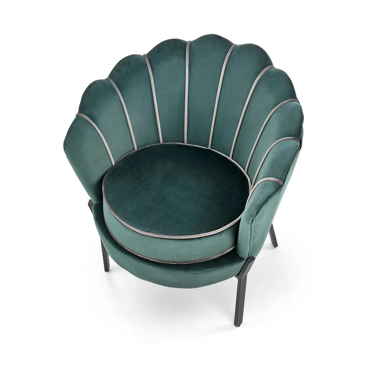 Fotoliu ANGELO, verde/negru, stofa catifelata/otel, 73x73x75 cm