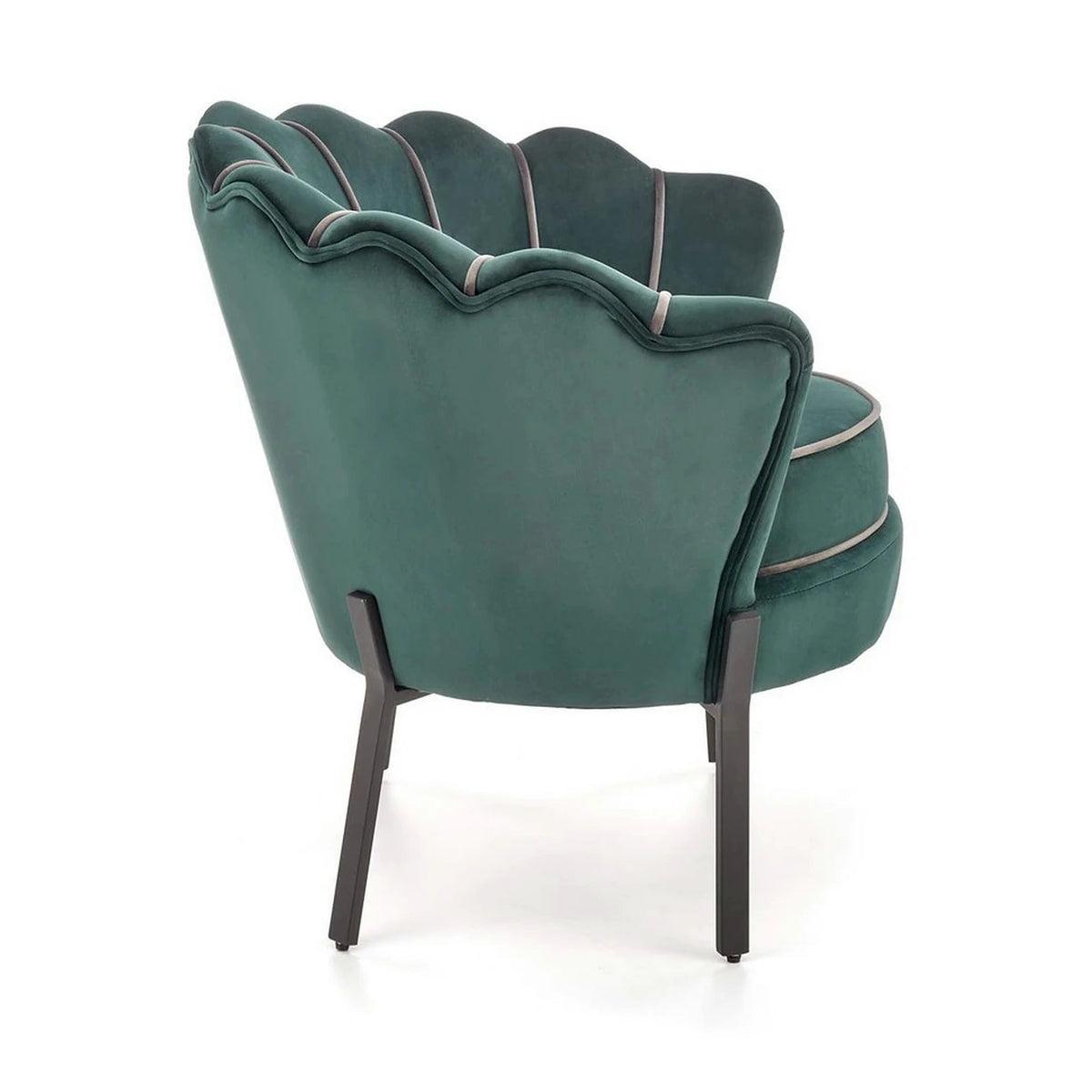 Fotoliu ANGELO, verde/negru, stofa catifelata/otel, 73x73x75 cm