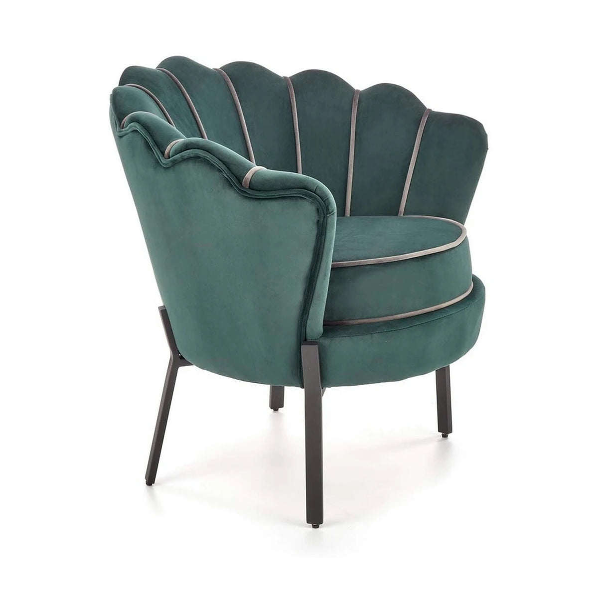Fotoliu ANGELO, verde/negru, stofa catifelata/otel, 73x73x75 cm