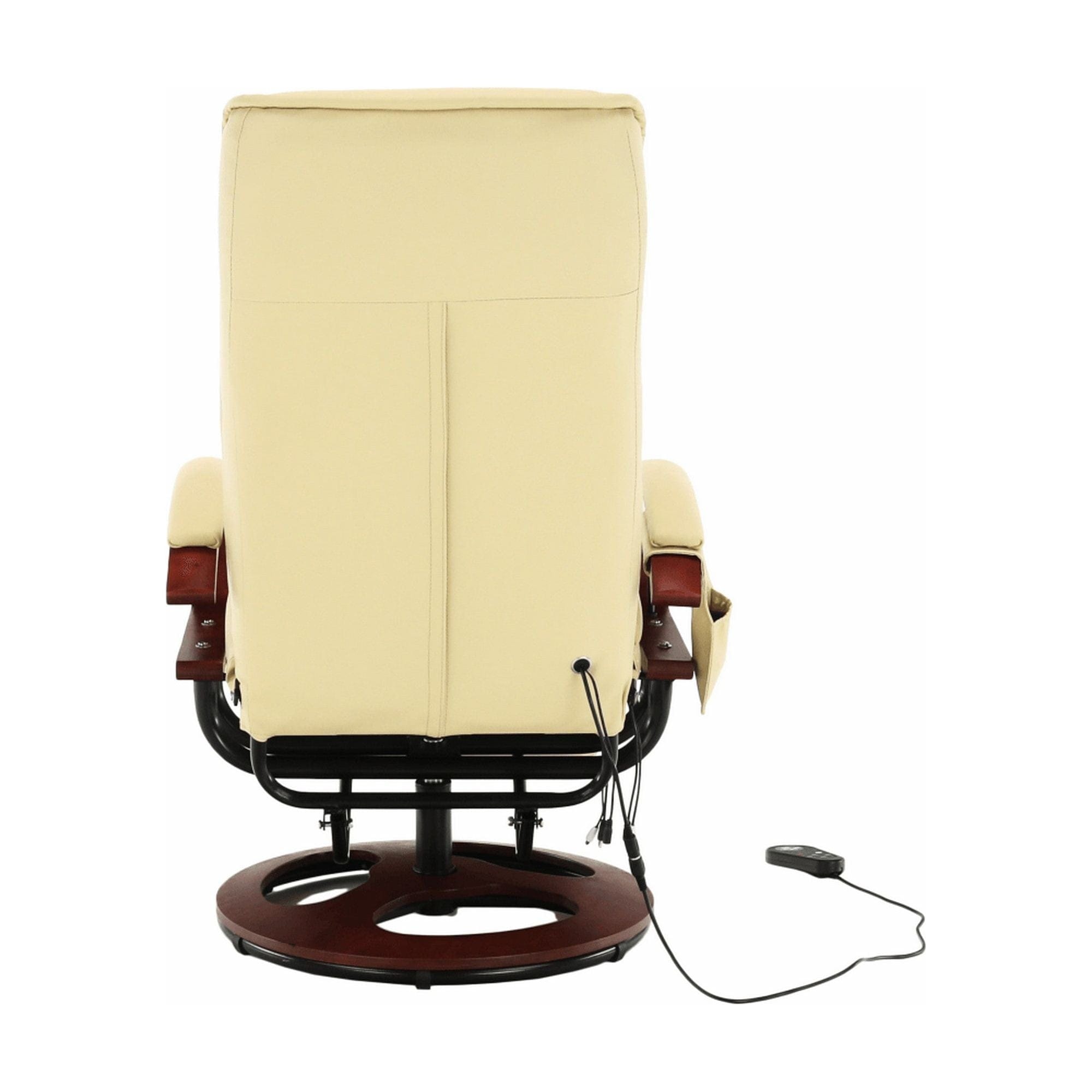 Fotoliu ARTUS 2, bej/cires, piele ecologica/lemn, 66x93x110 cm