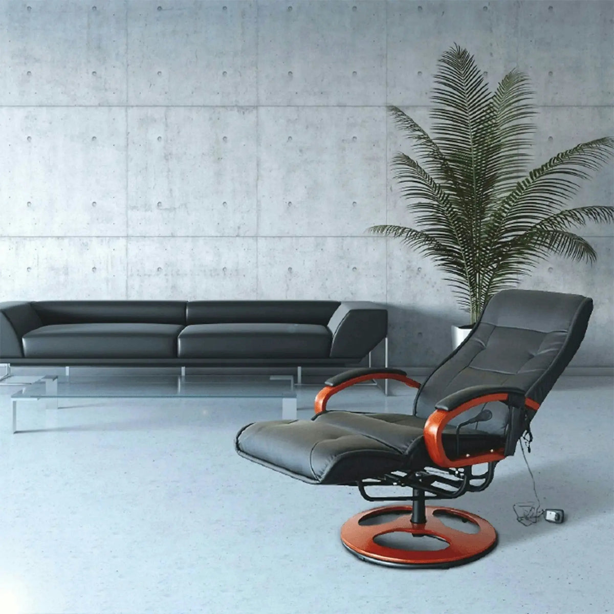 Fotoliu ARTUS 2, negru/cires, piele ecologica/lemn, 66x93x110 cm