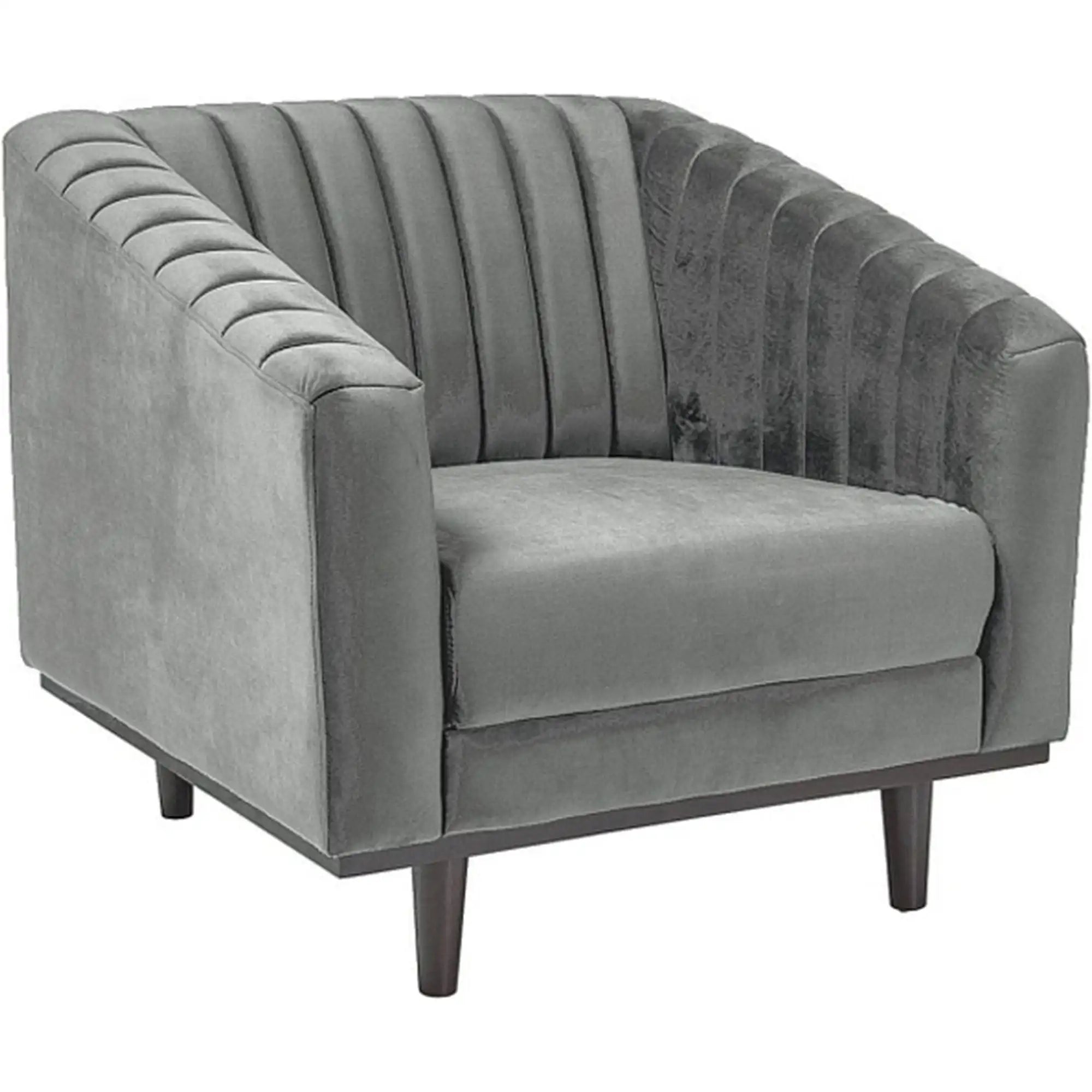 Fotoliu ASPREY, stofa catifelata gri - Bluvel 14, 83x85x78 cm