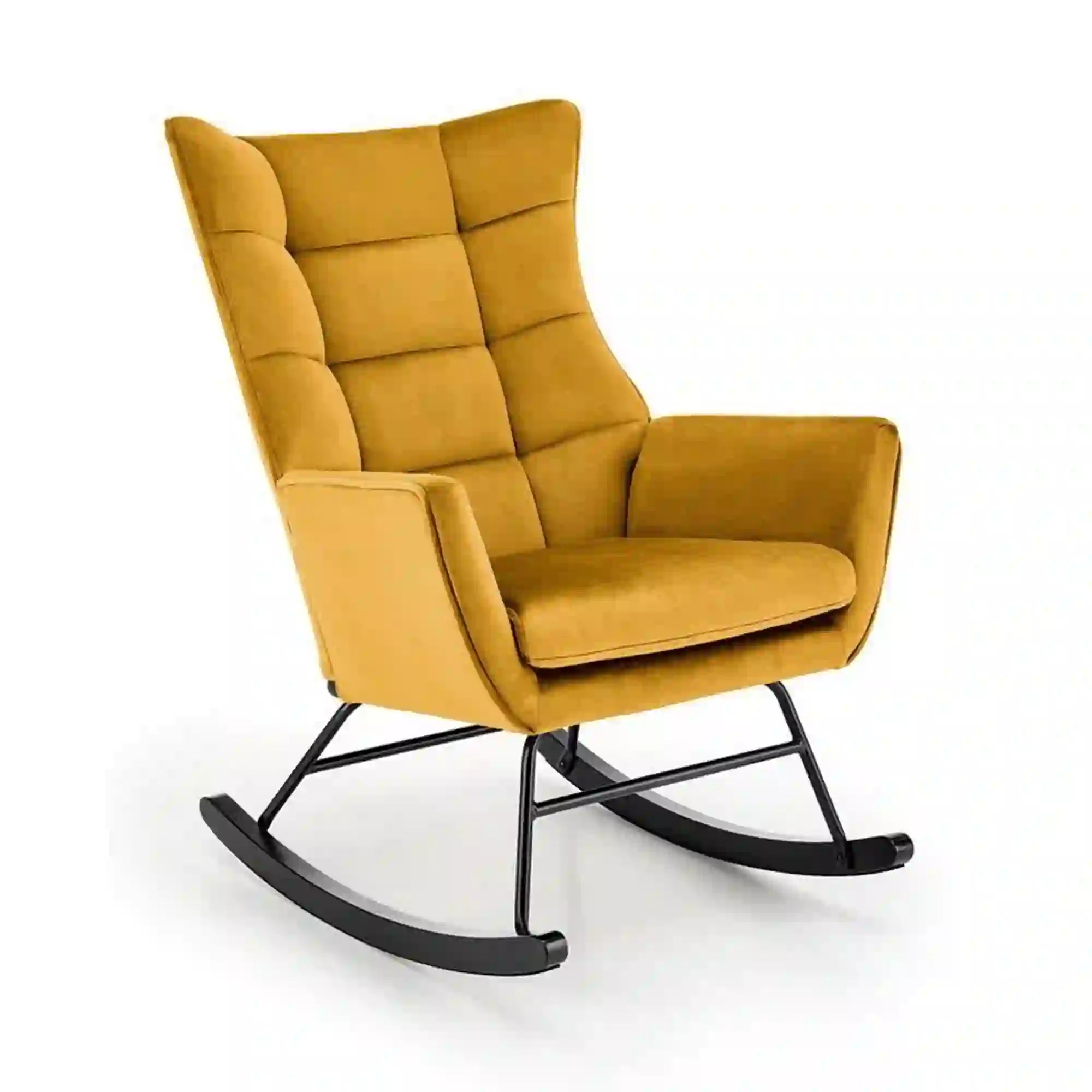 Fotoliu balansoar BAZALTO, stofa catifelata galben mustar - Bluvel 68, 70x90x92 cm