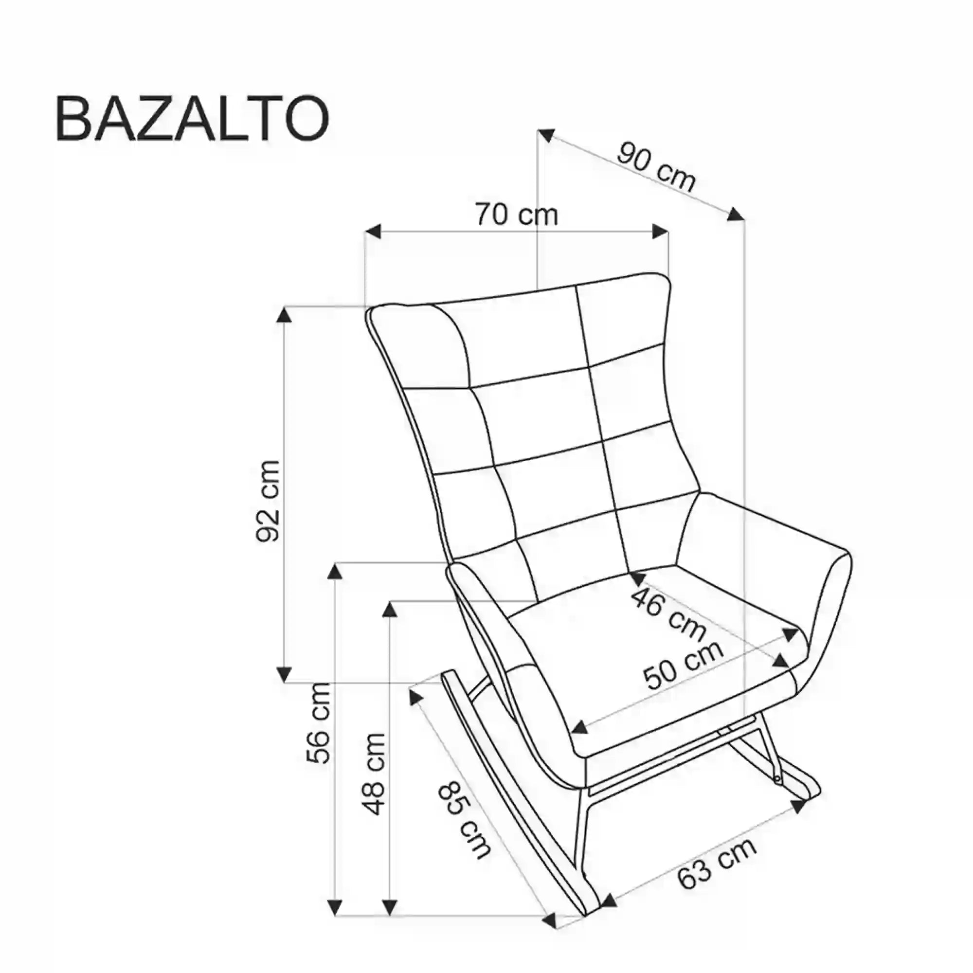 Fotoliu balansoar BAZALTO, stofa catifelata galben mustar - Bluvel 68, 70x90x92 cm