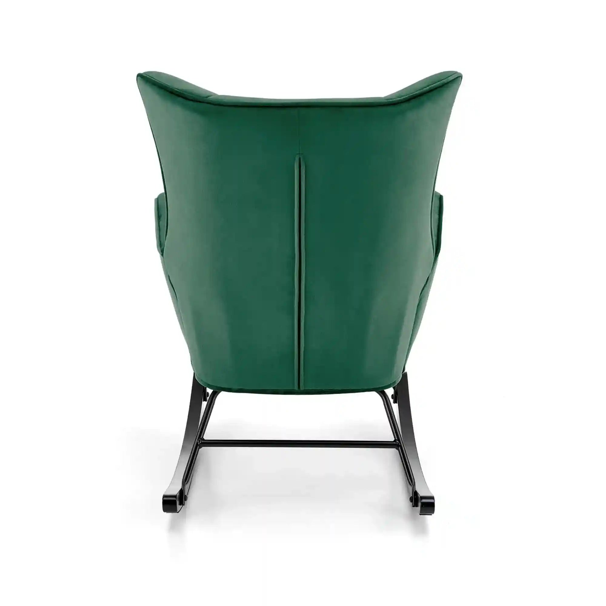 Scaun balansoar tapitat BAZALTO, verde/negru, stofa catifelata, 70x90x92 cm