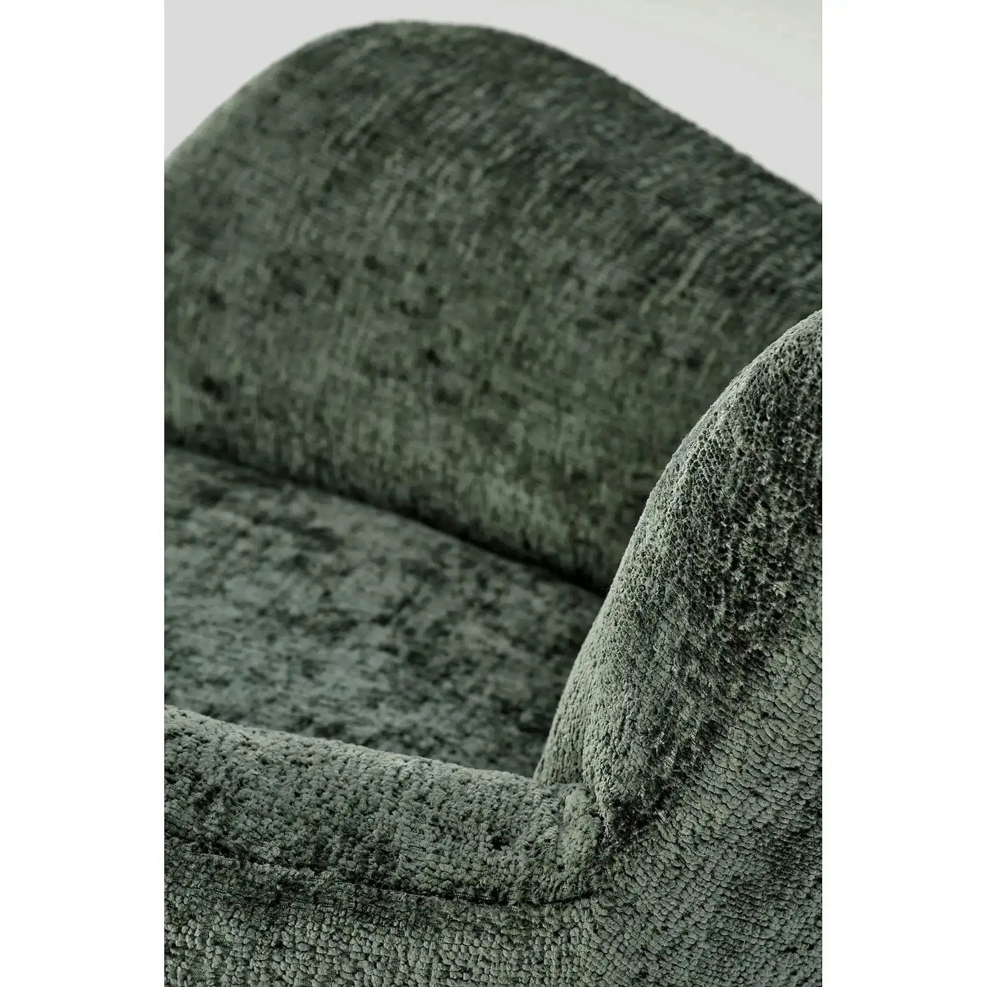 Fotoliu balansoar CASTRO, verde/negru/stejar, stofa catifelata/metal/lemn, 77x106x92 cm