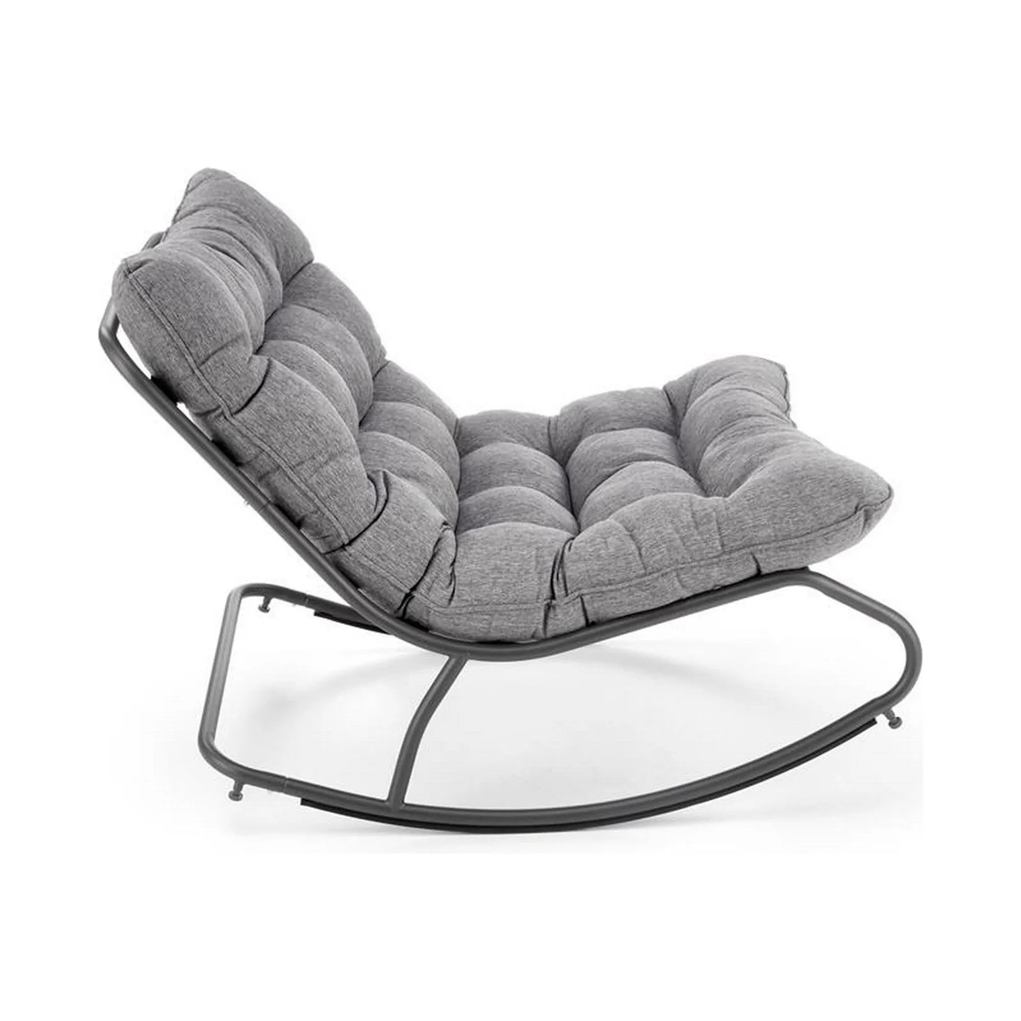 Fotoliu balansoar GATTO, gri/negru, stofa clasica, 80x115x70 cm