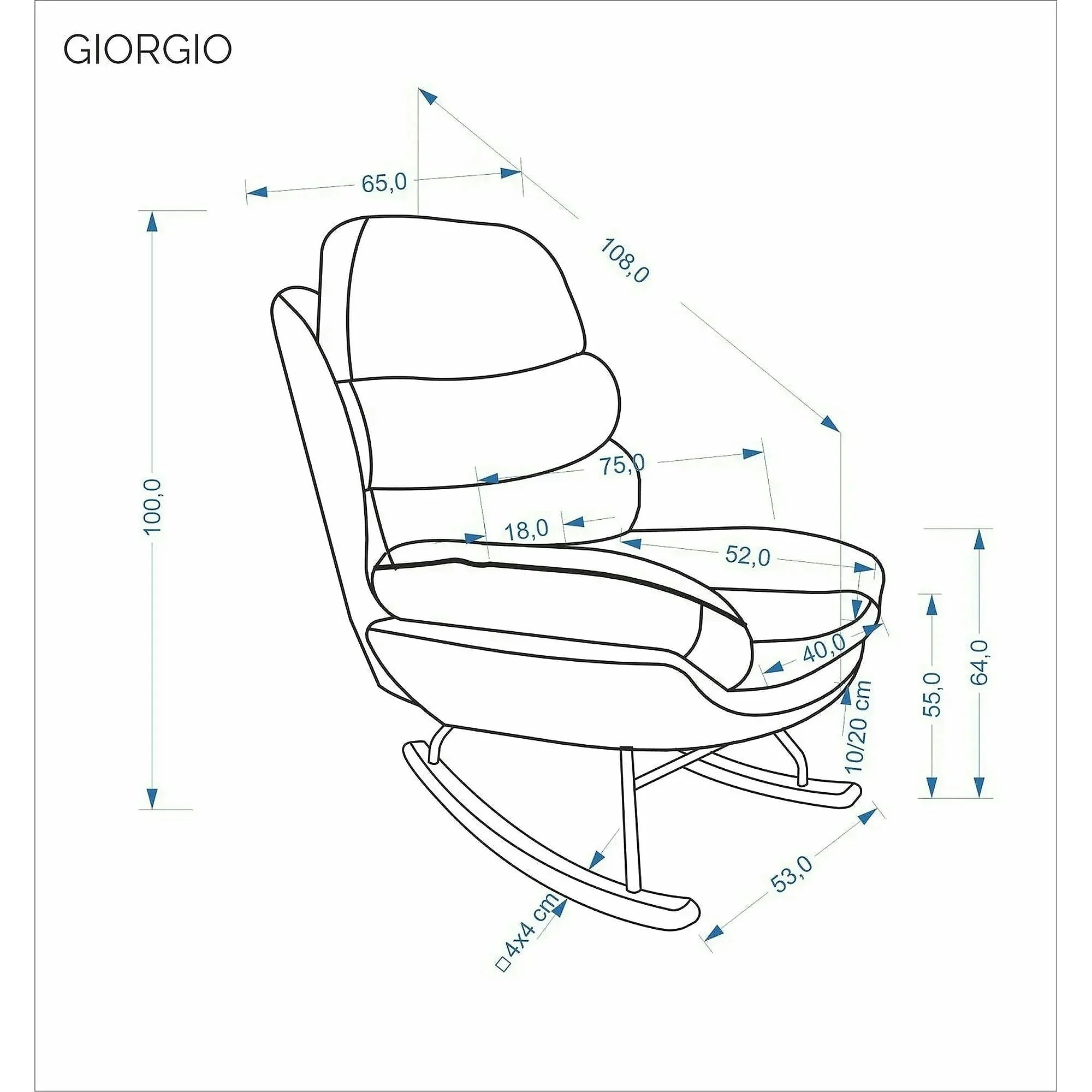 Fotoliu balansoar GIORGIO, stofa gri - Cremona 96, 65x108x100 cm