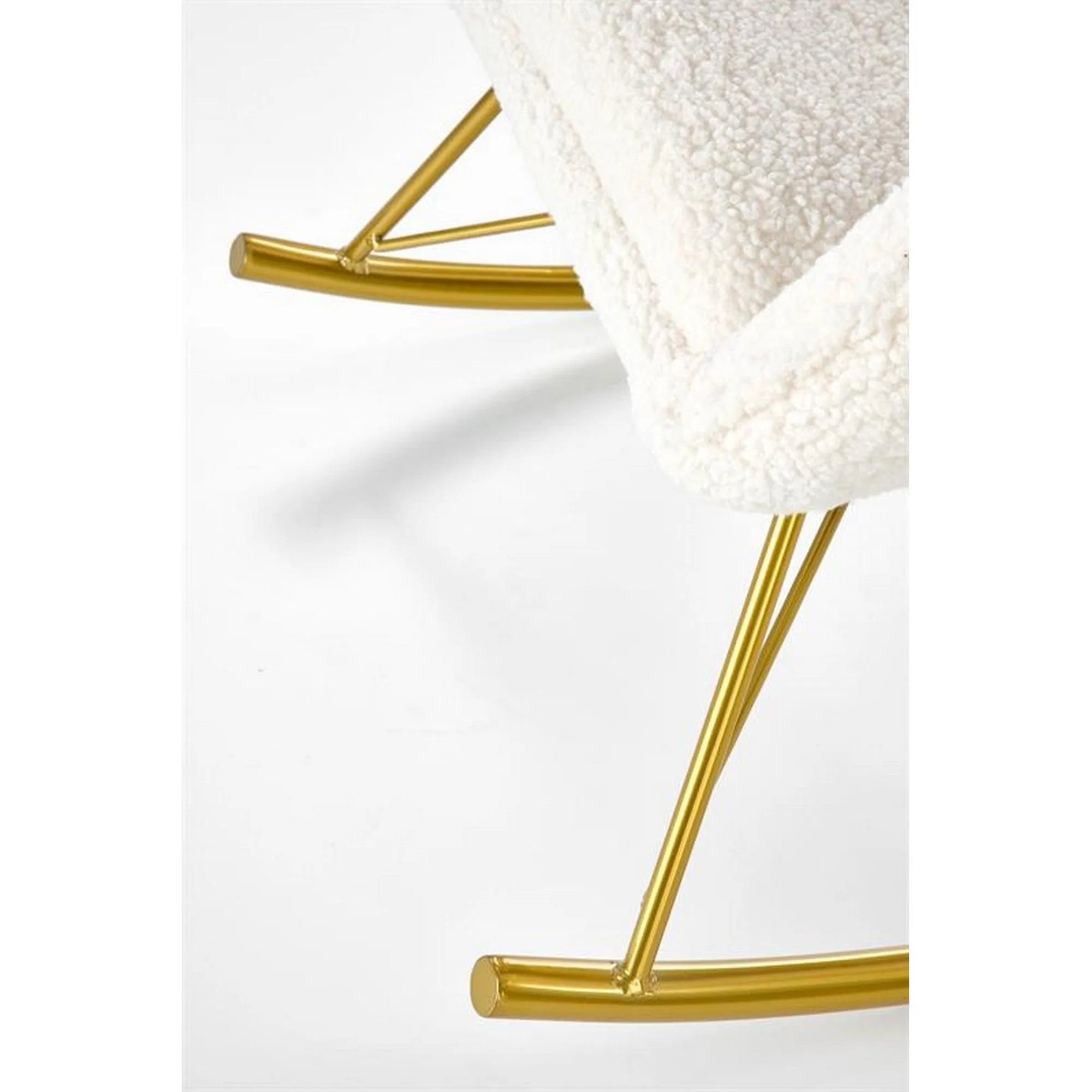 Fotoliu balansoar LIBERTO, crem/auriu, stofa buclata/otel, 72x100x106 cm