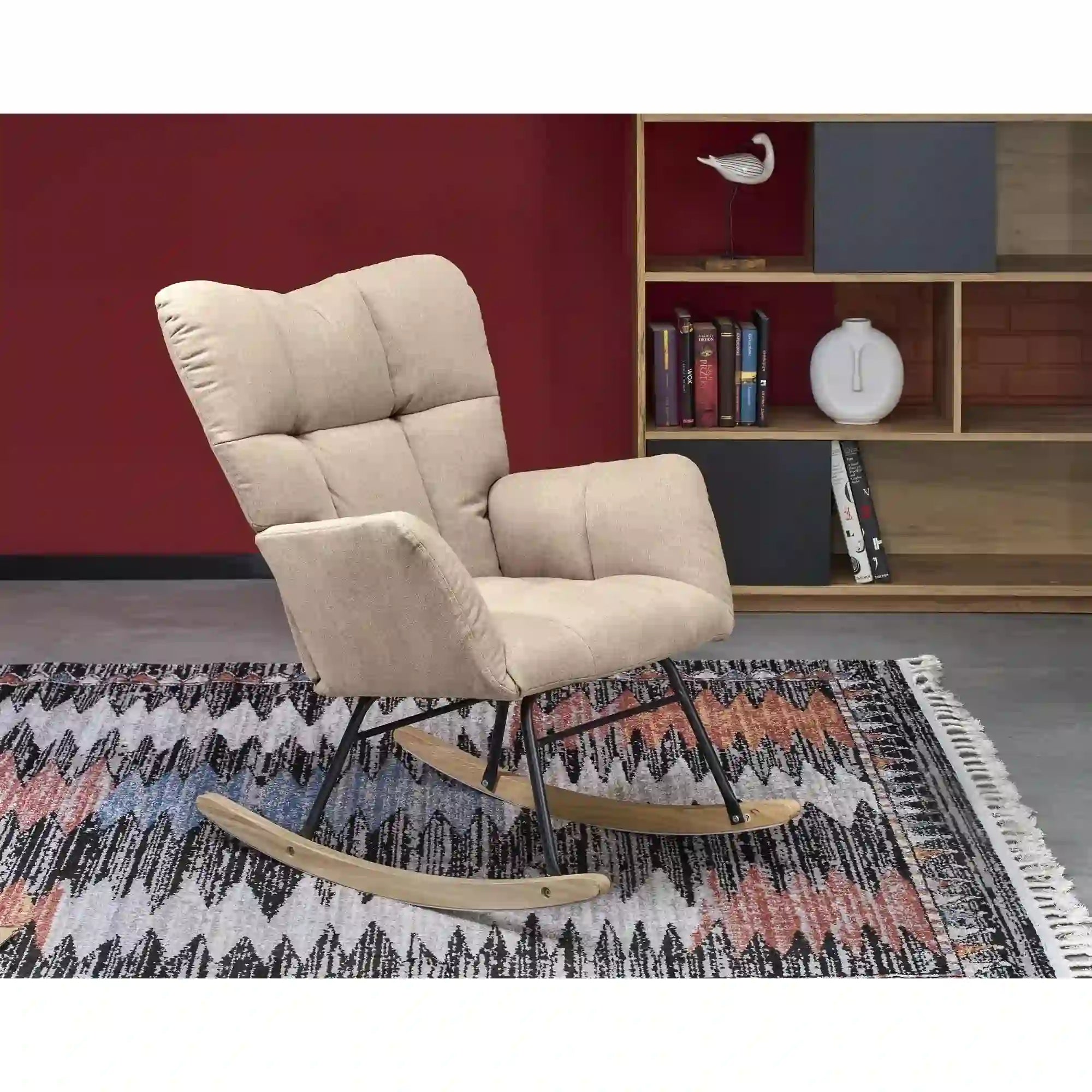 Fotoliu balansoar VASCO, stofa clasica bej - Nea 25, 70x97x94 cm